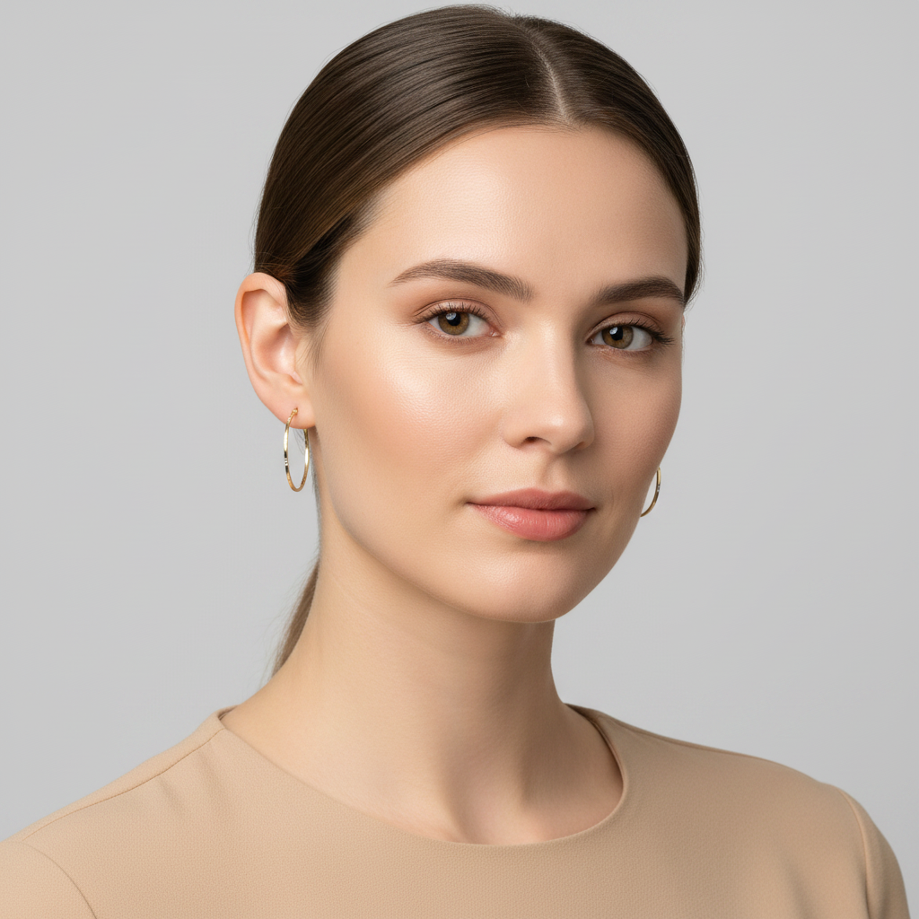 14K Yellow & White Gold Diamond Cut Hoop Earrings