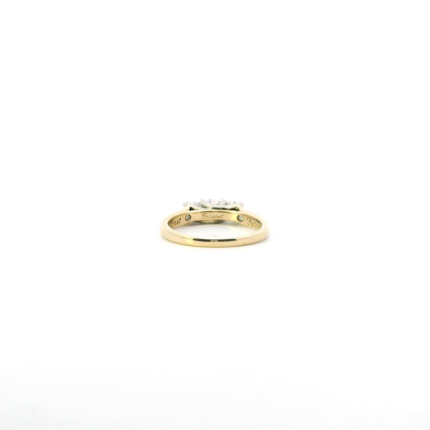 14K Yellow & White Gold Diamond  "Past Present Future" Womens Ring - 0.88ct