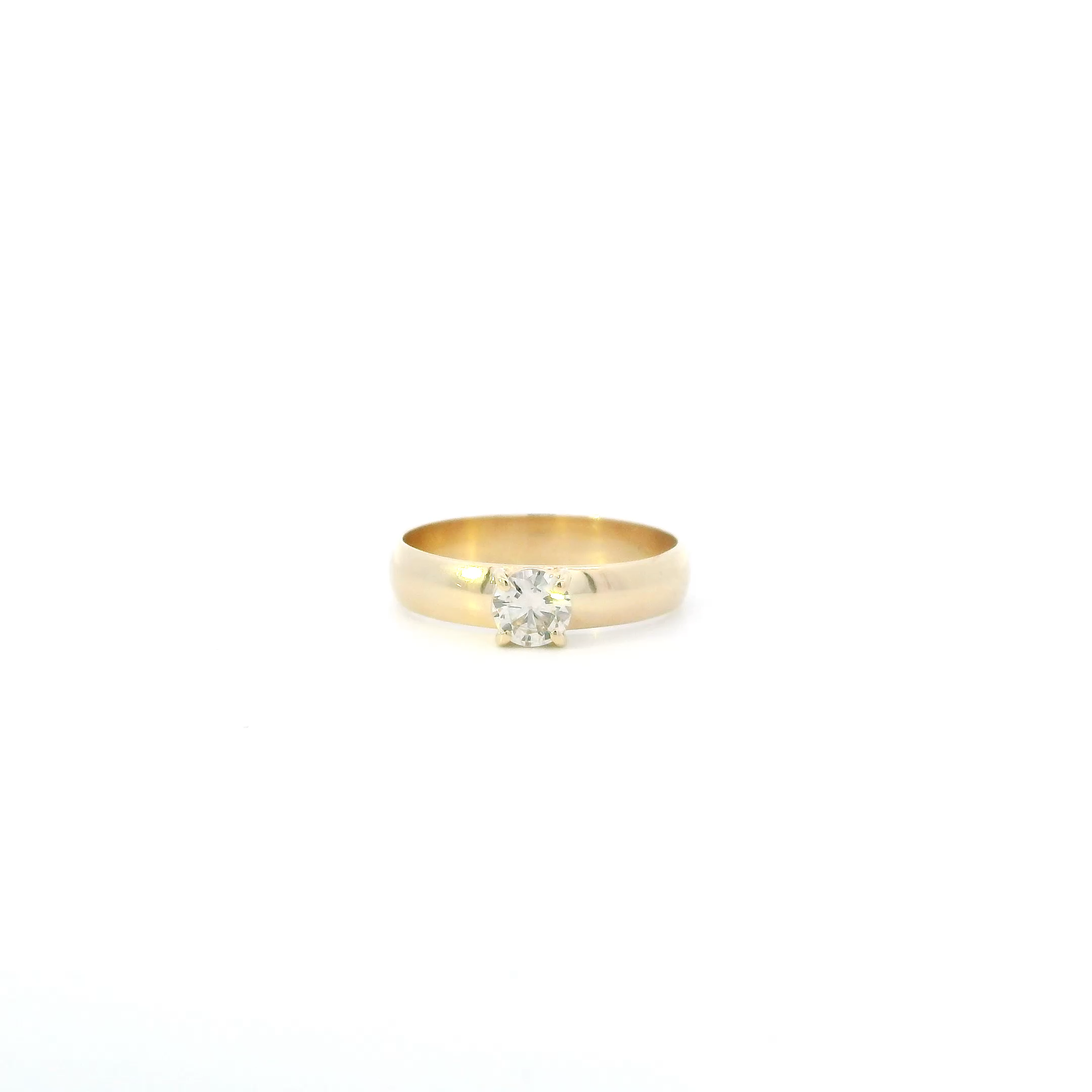 14K Yellow Gold Solitaire Womens Ring - 0.55ct