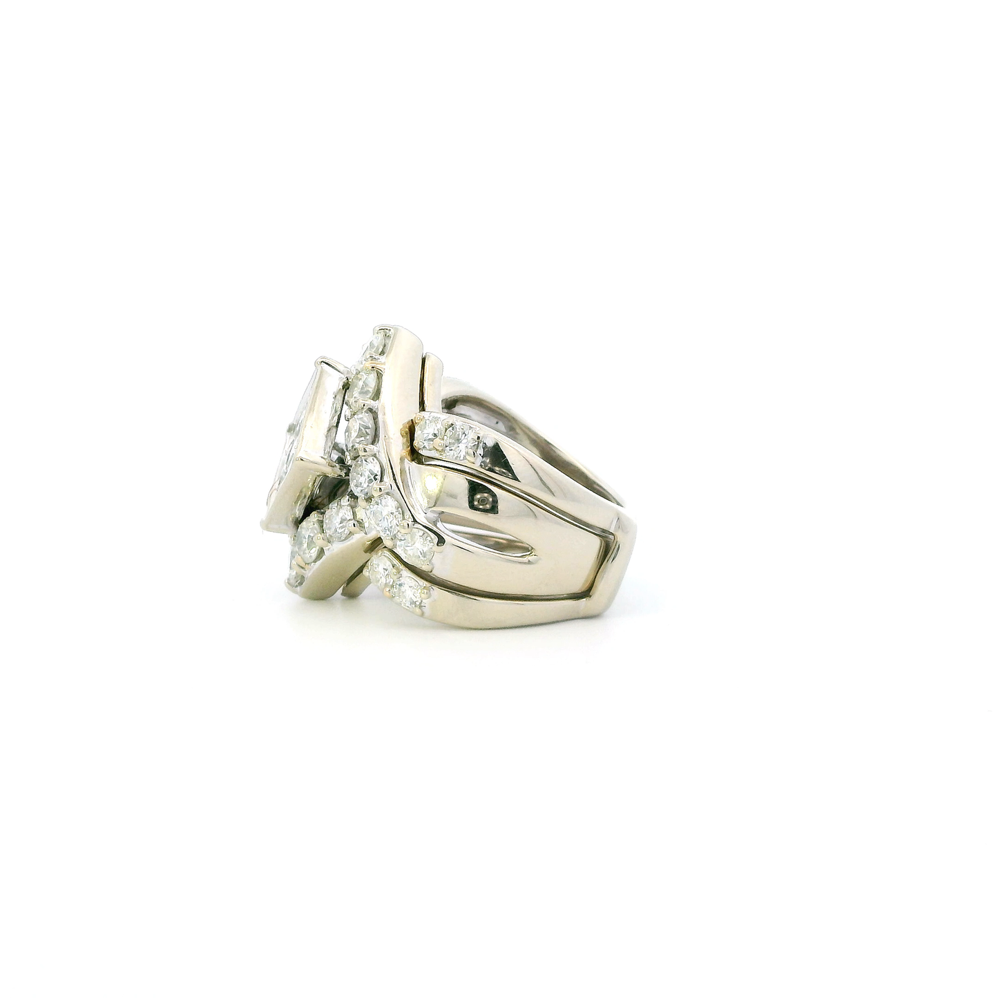 14K White Gold Diamond Engagement & Wedding Ring Set - 5.33ct