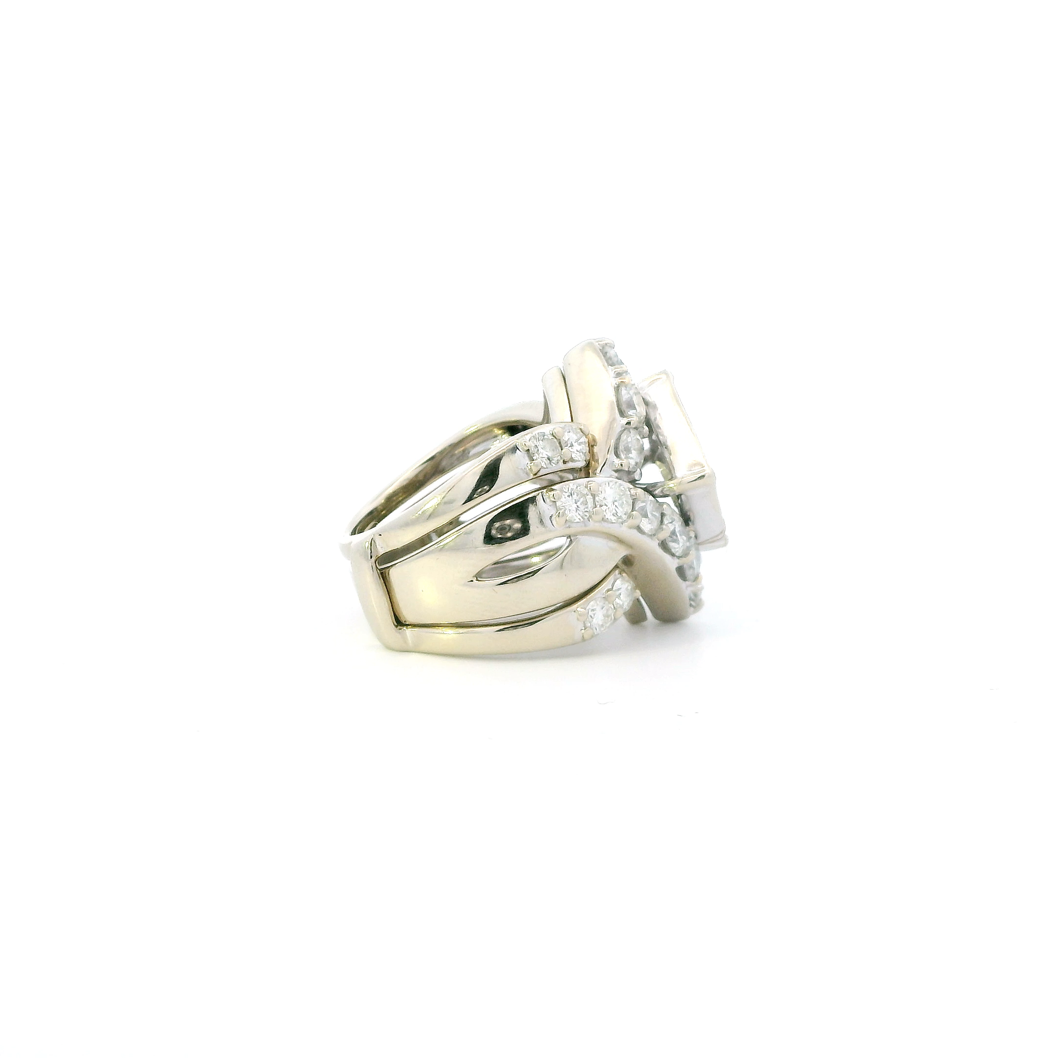 14K White Gold Diamond Engagement & Wedding Ring Set - 5.33ct