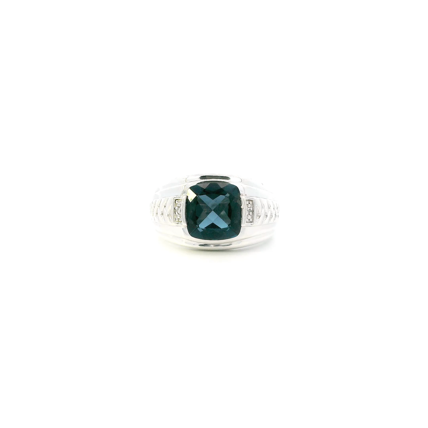 Sterling Silver Blue Topaz Mens Ring