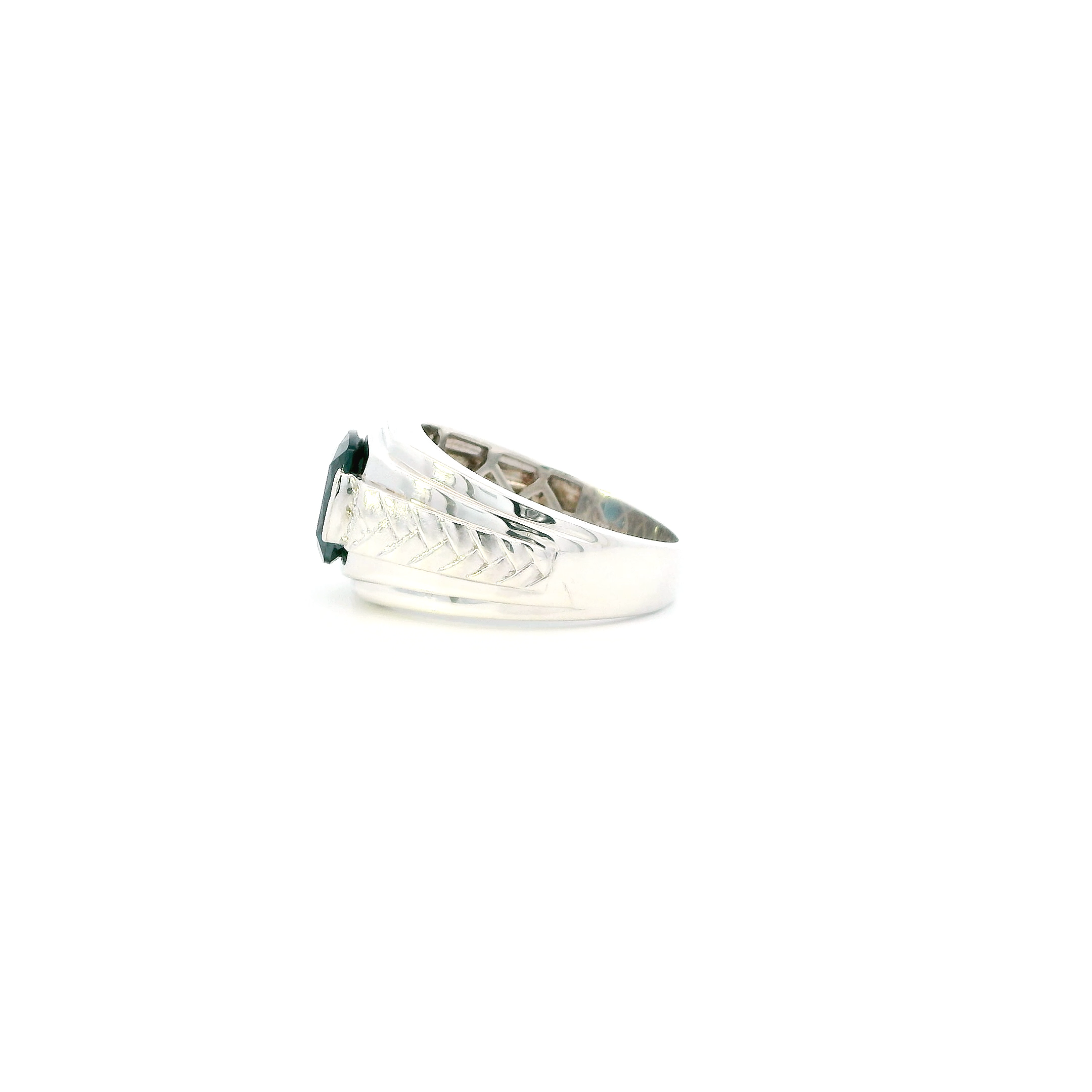 Sterling Silver Blue Topaz Mens Ring