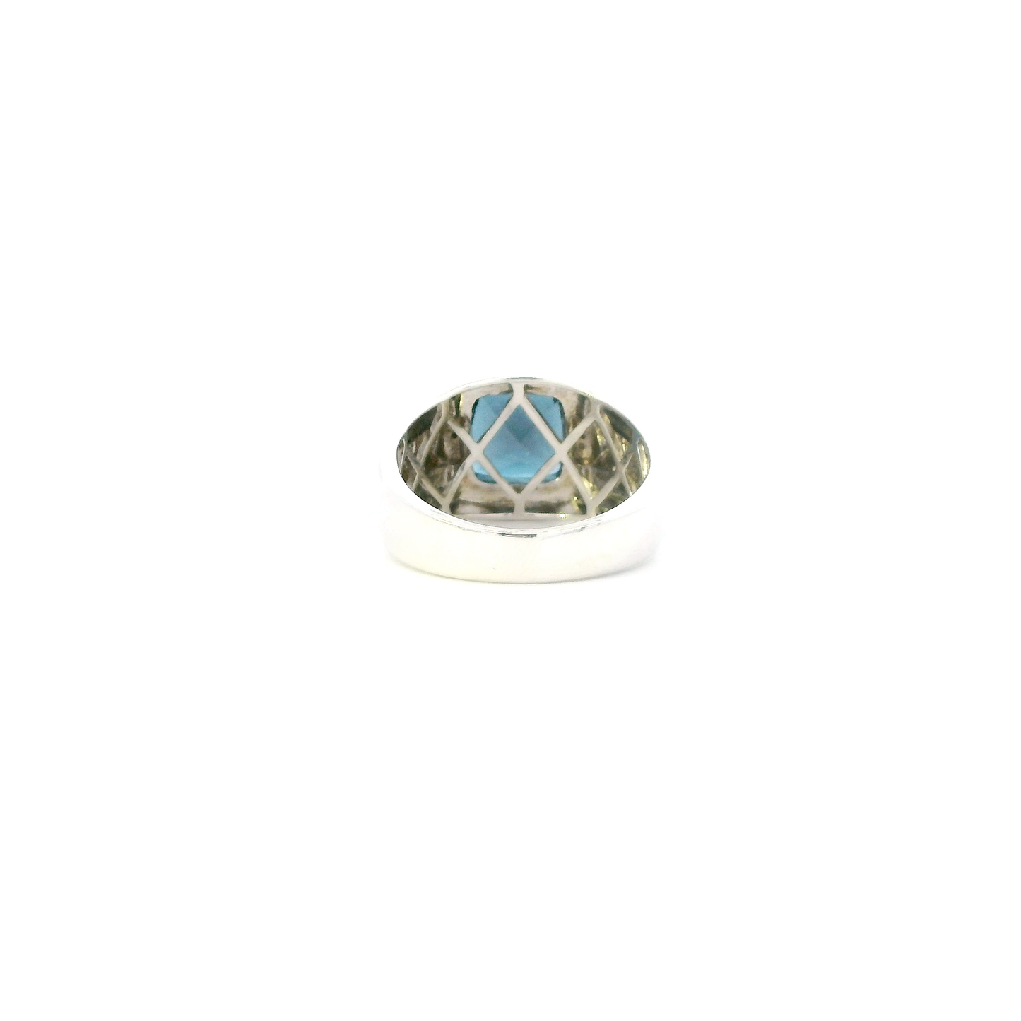 Sterling Silver Blue Topaz Mens Ring