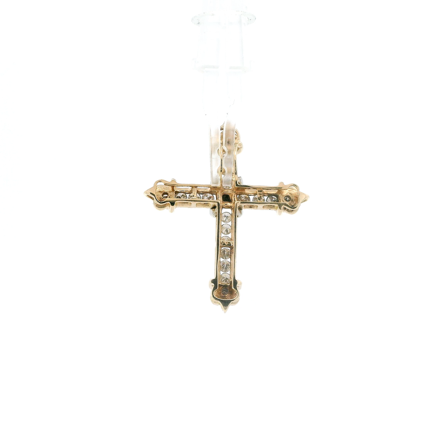 10K Yellow & White Gold Diamond Cross Pendant - 0.65ct