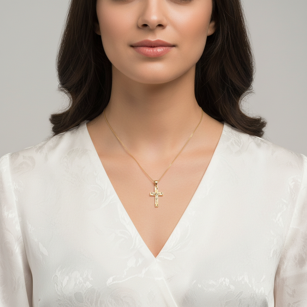 10K Yellow & White Gold Crucifix Pendant