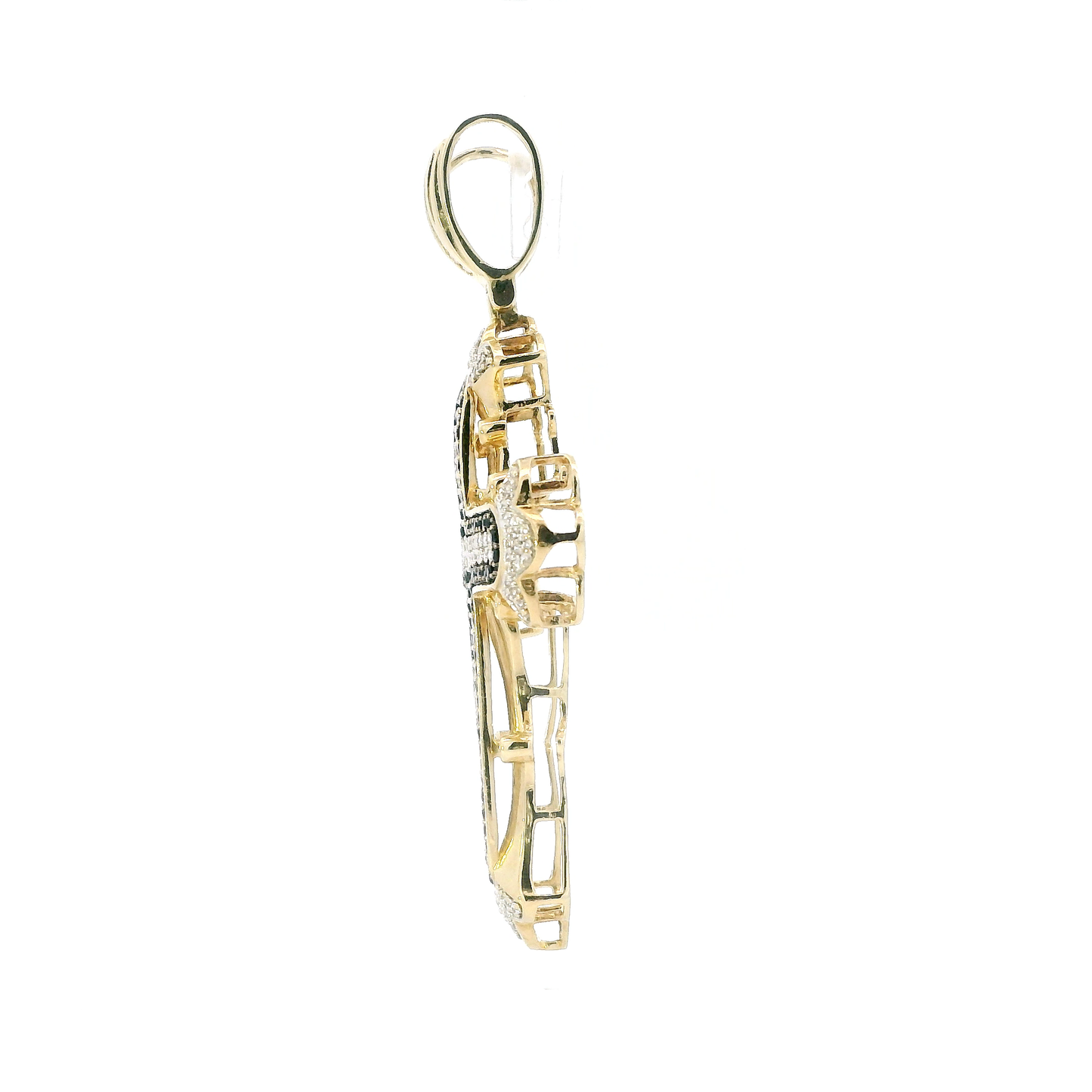 10K Yellow Gold White & Black Cz's Cross Pendants