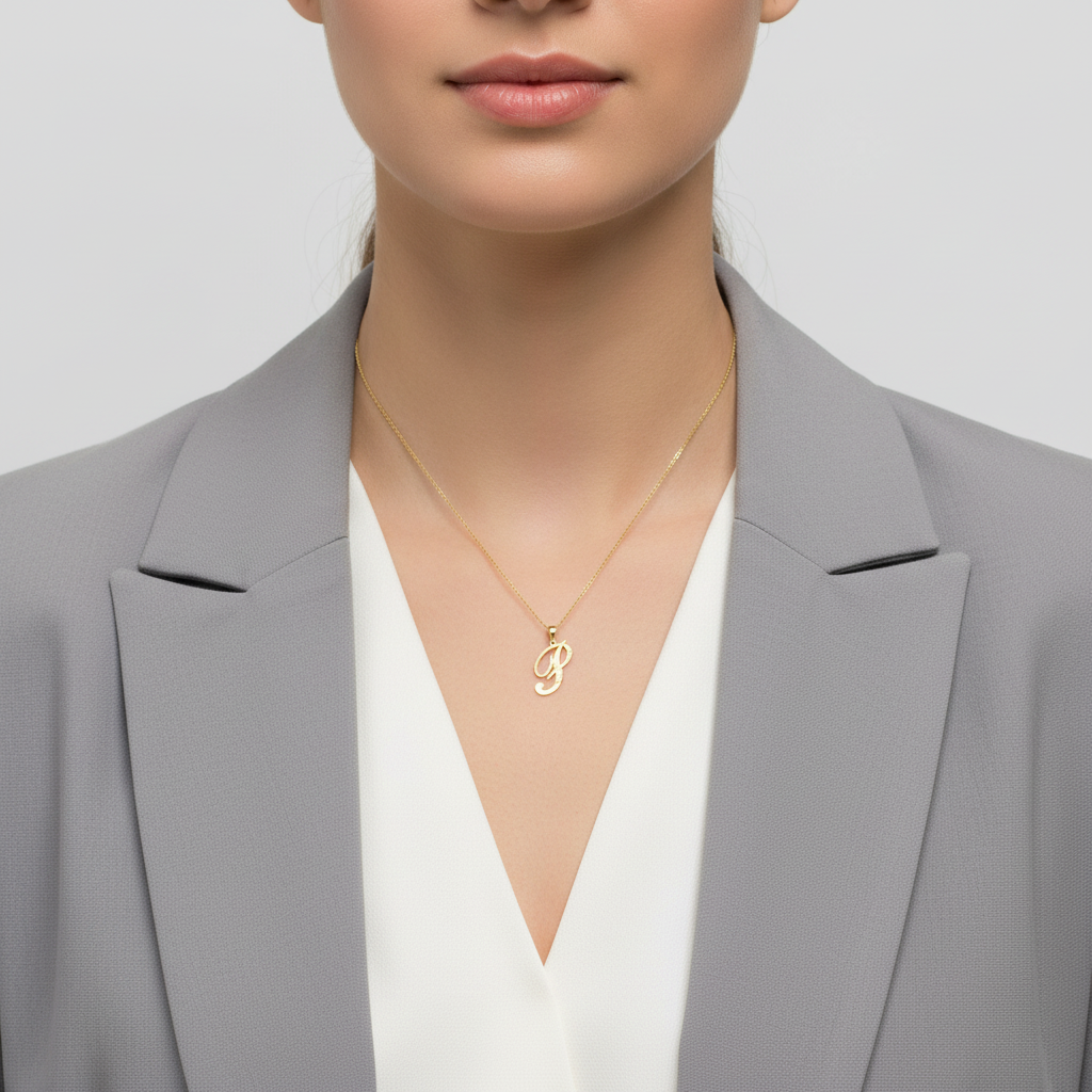 10K Yellow Gold Diamond Cut Letter "P" Pendant