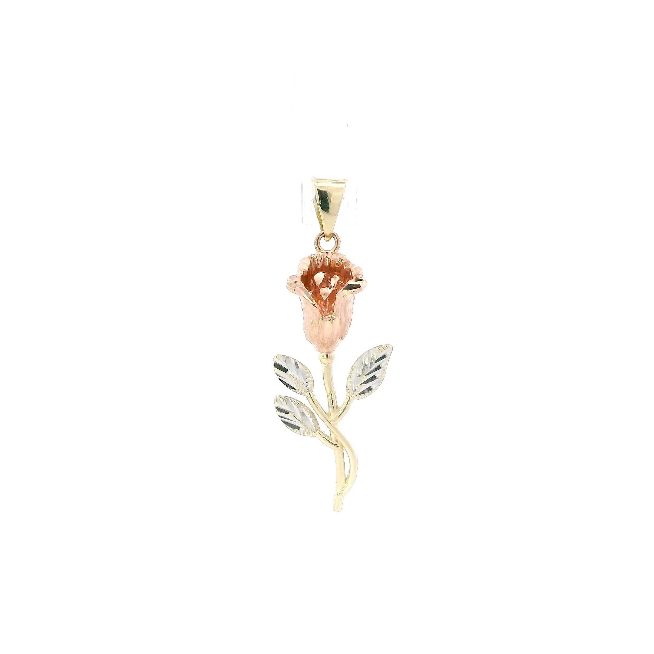 14K Tri Color Gold Rose Pendant