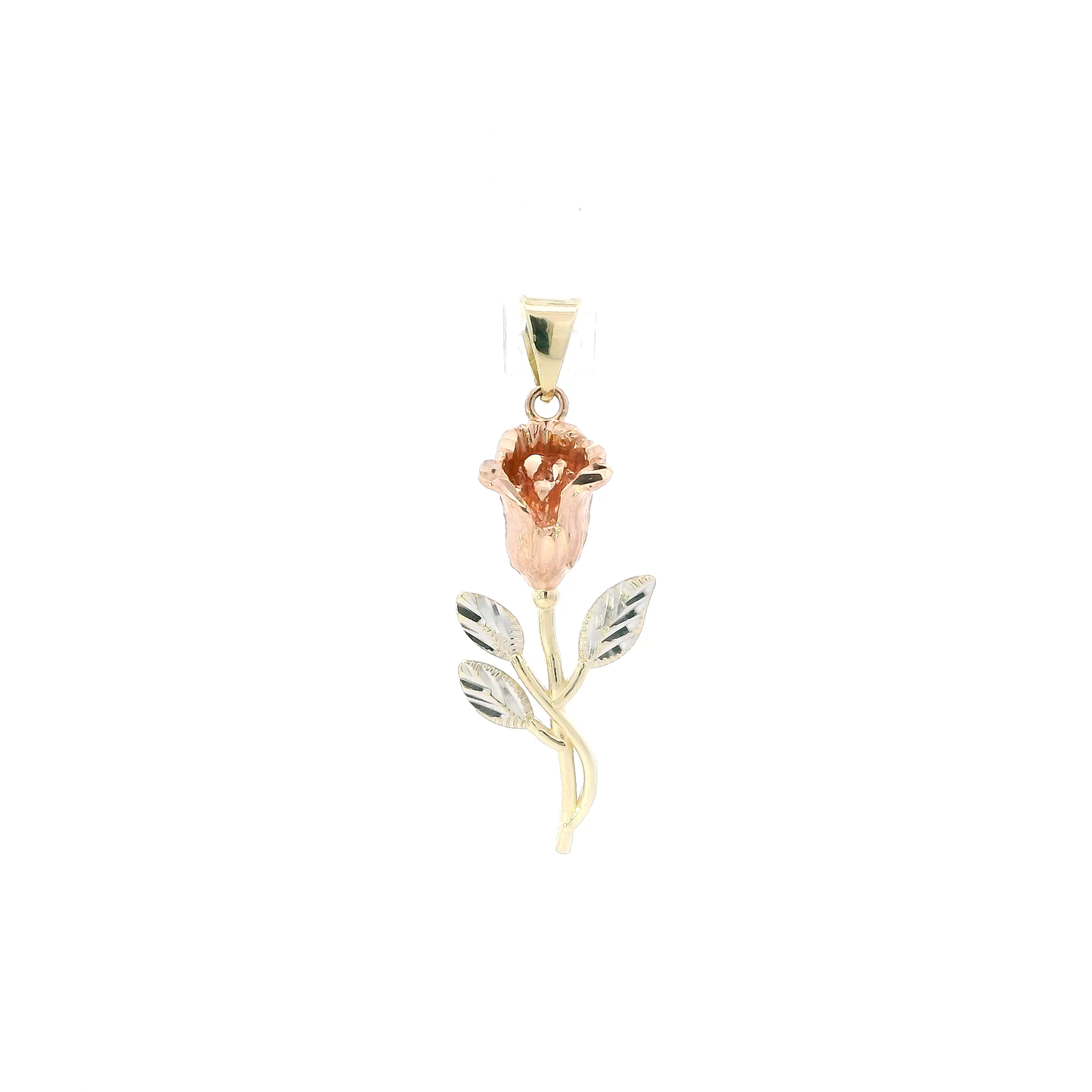14K Tri Color Gold Rose Pendant
