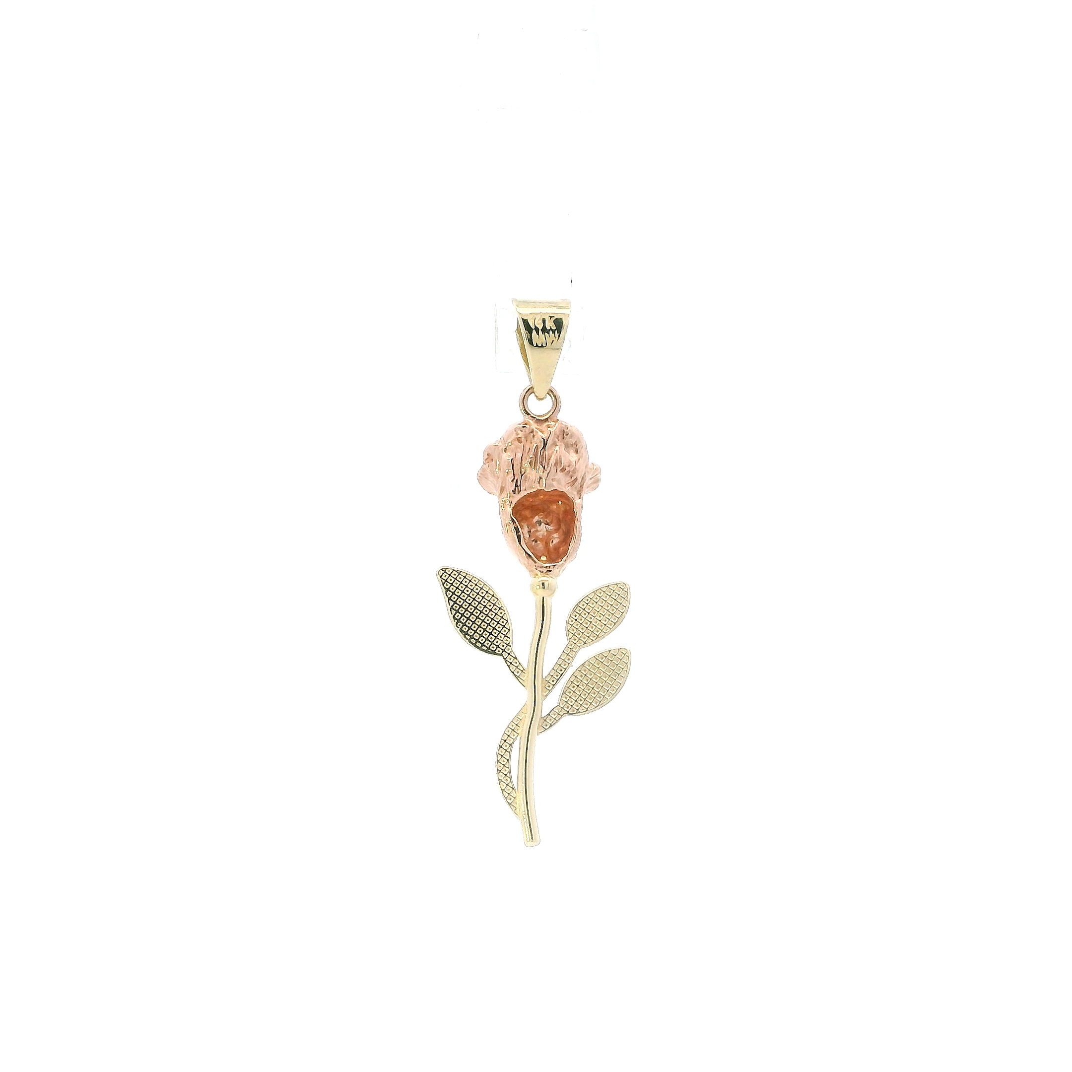 14K Tri Color Gold Rose Pendant