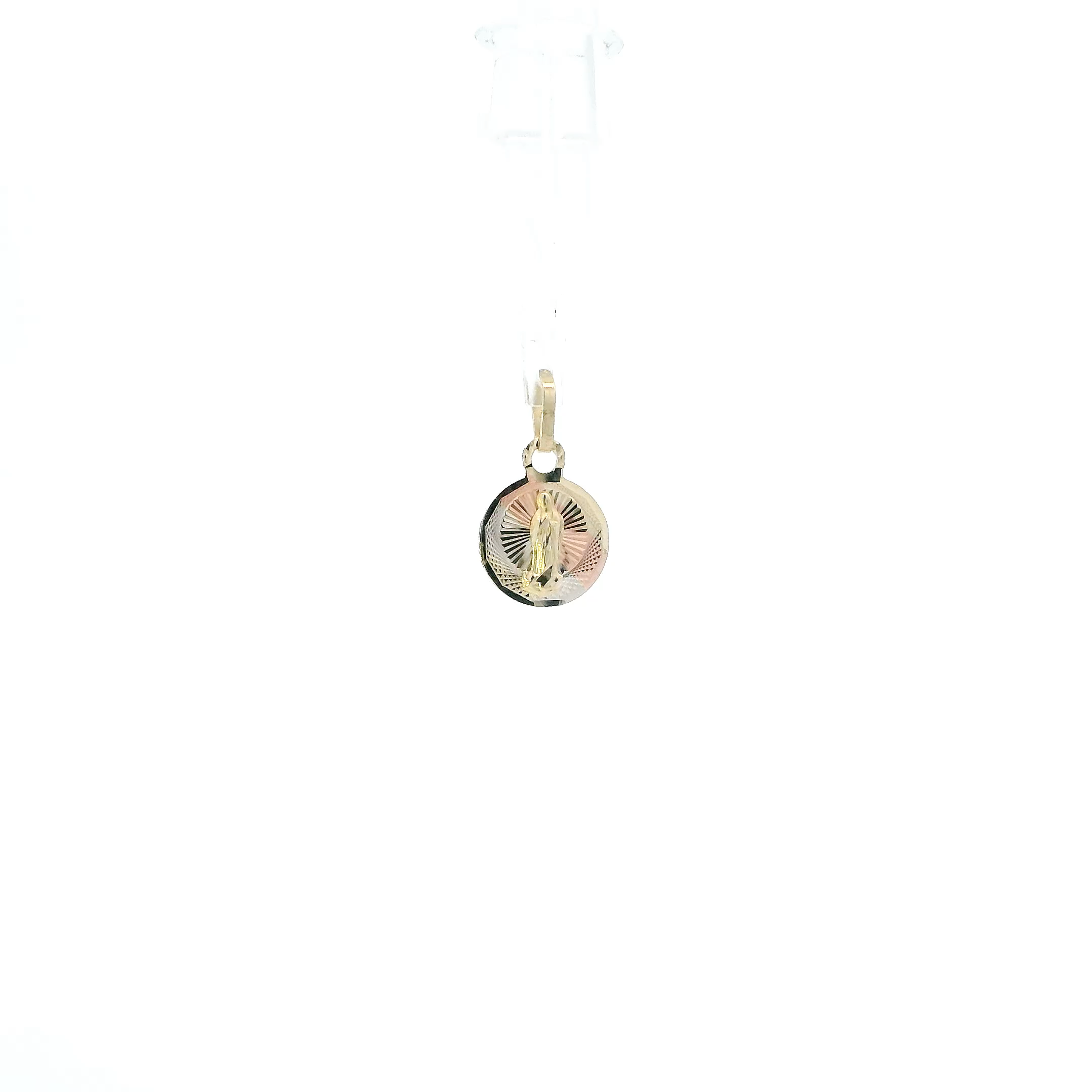 10K Tri Color Gold Round Religious Pendant