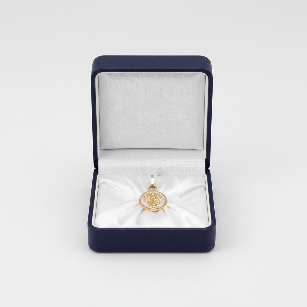 10K Tri Color Gold Round Religious Pendant