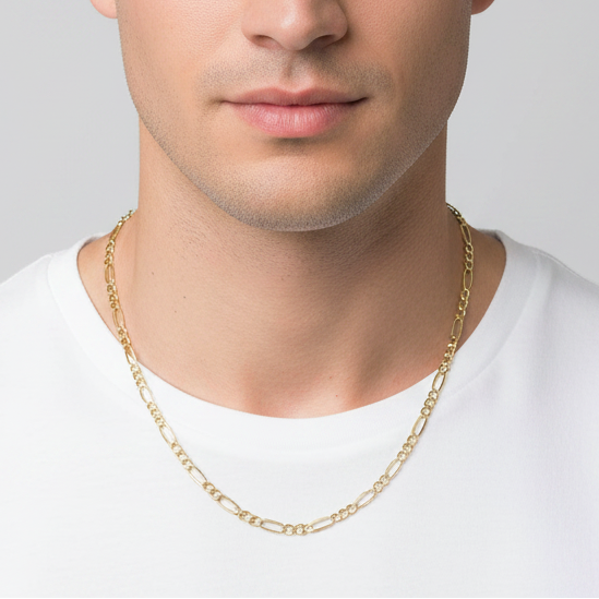 10K Yellow Gold 22" Diamond Cut Figaro Chain