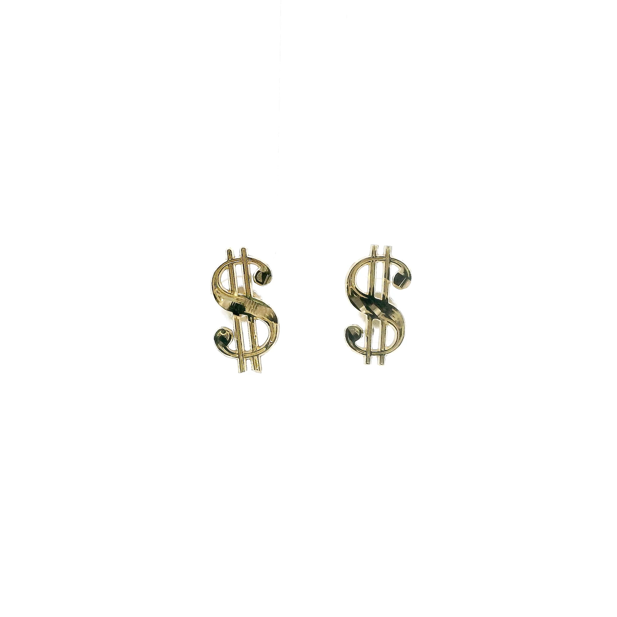 10K Yellow Gold Diamond Cut Dollar Sign Stud Earrings
