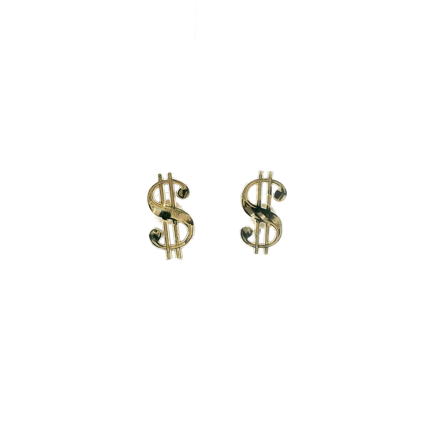 10K Yellow Gold Diamond Cut Dollar Sign Stud Earrings