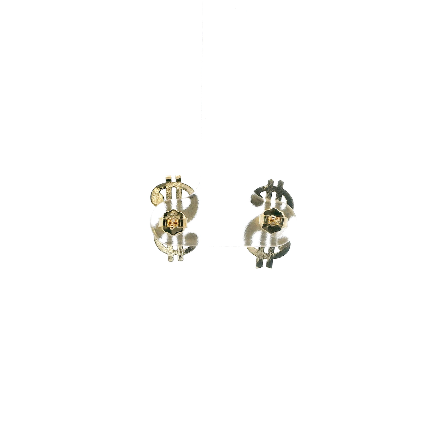 10K Yellow Gold Diamond Cut Dollar Sign Stud Earrings