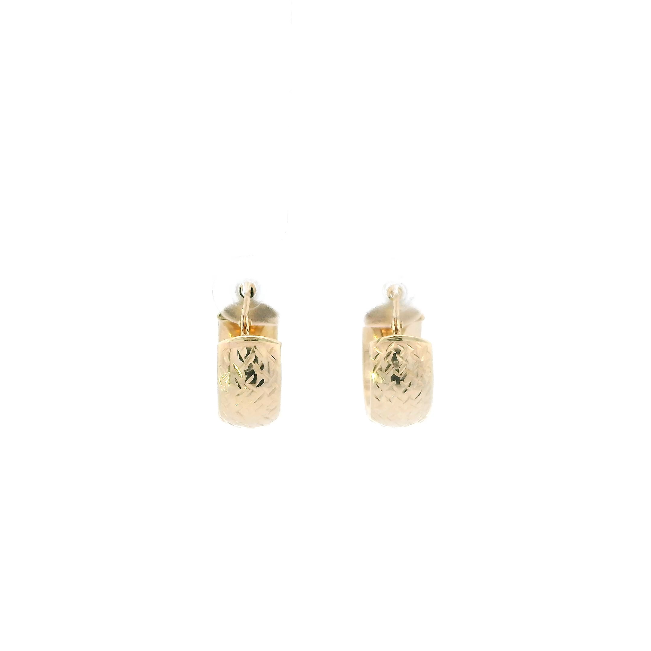 14K Yellow Gold Dimond Cut Hoop Earrings