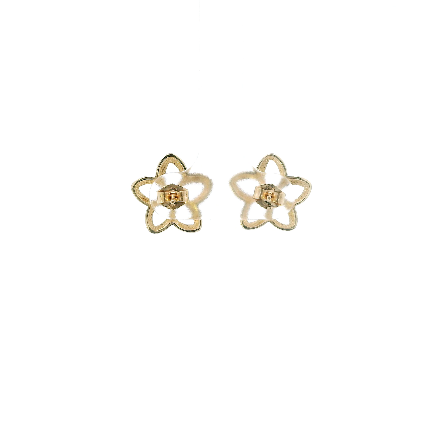 14K Yellow Gold Outline Plumeria Flower Earrings