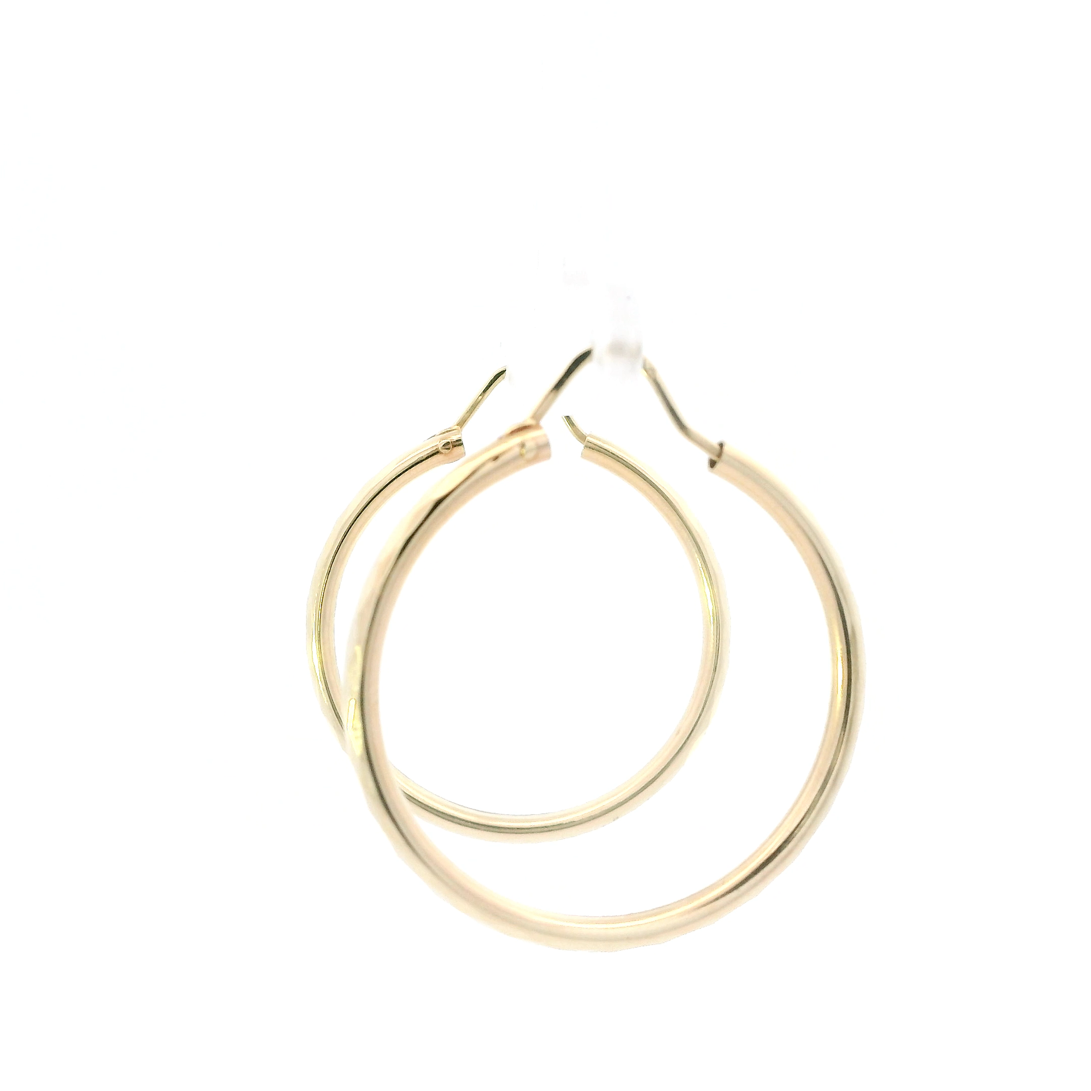 14K Yellow Gold Diamond Cut Tube Hoop Earrings