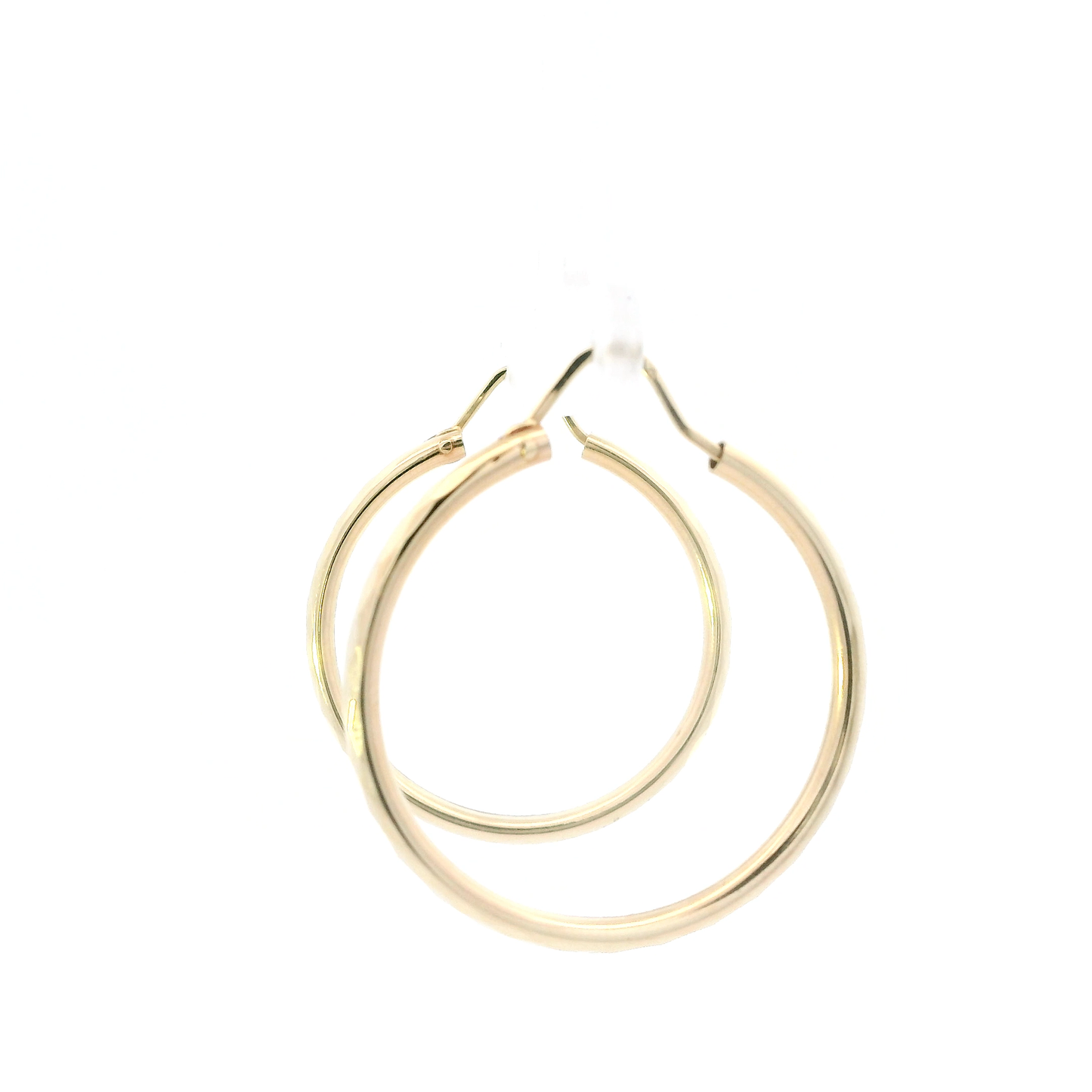 14K Yellow Gold Diamond Cut Tube Hoop Earrings