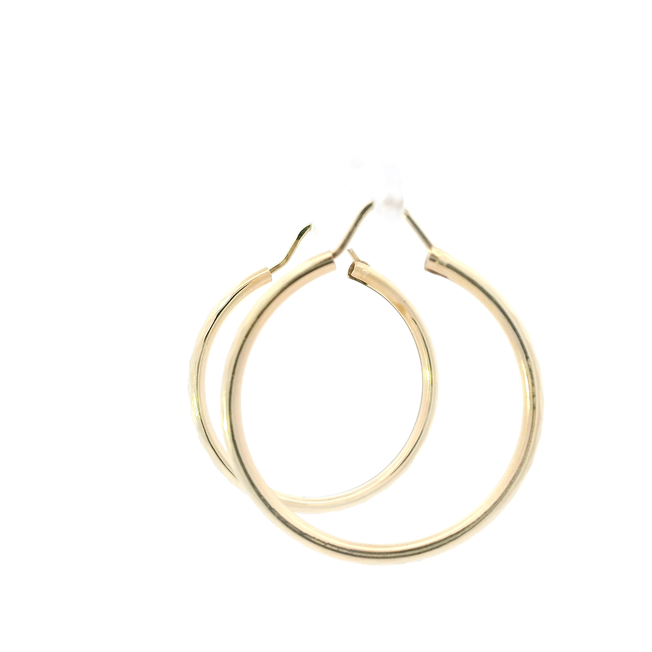 14K Yellow Gold Diamond Cut Tube Hoop Earrings