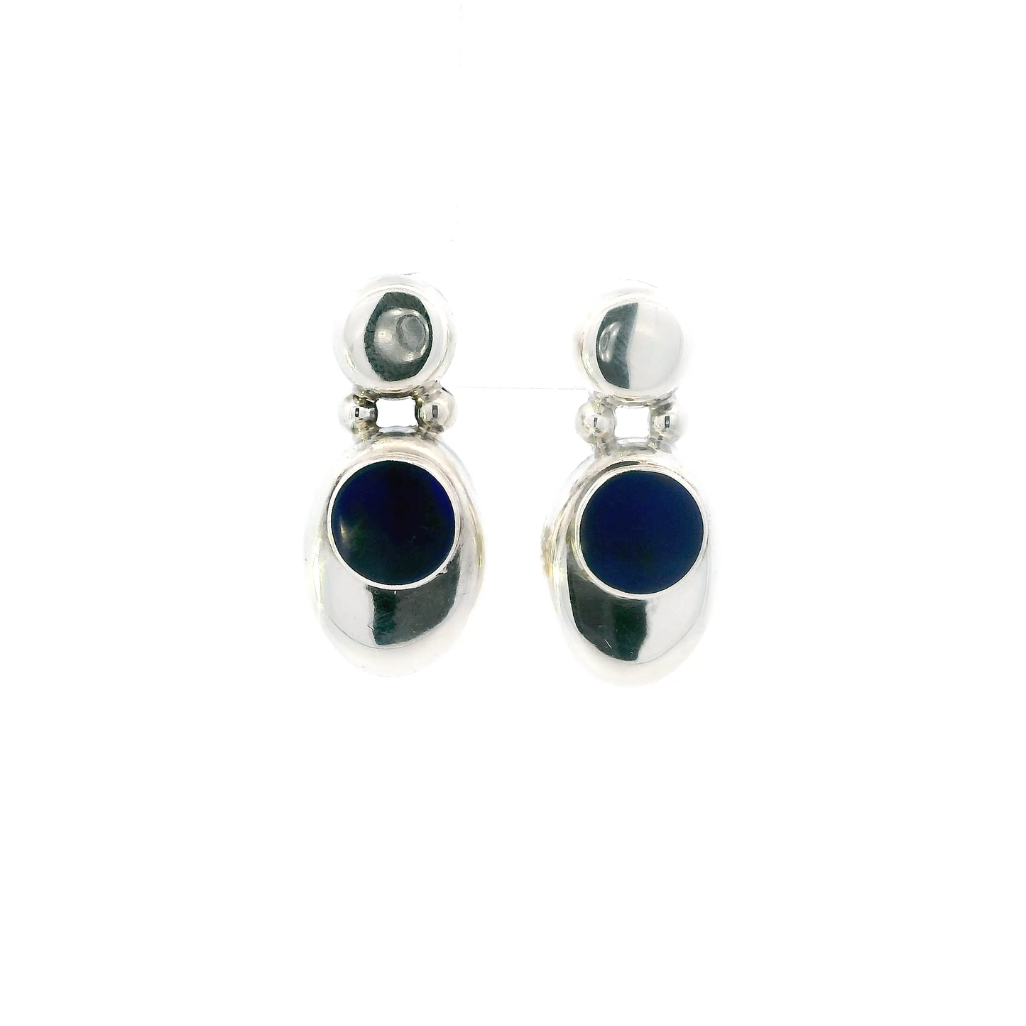 Vintage Sterling Silver Drop Lapis Earrings