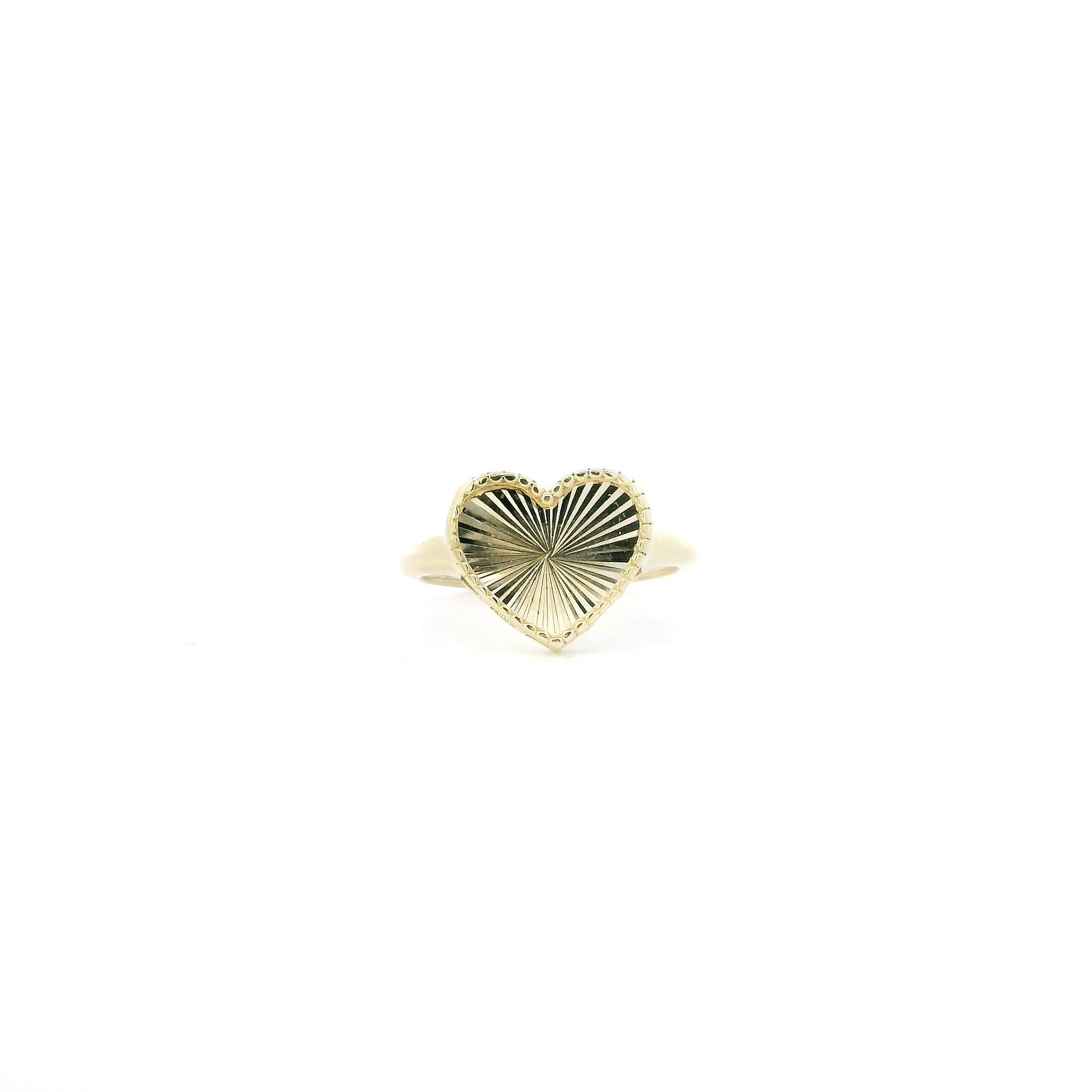 10K Yellow Gold Diamond Cut Heart Womens Ring