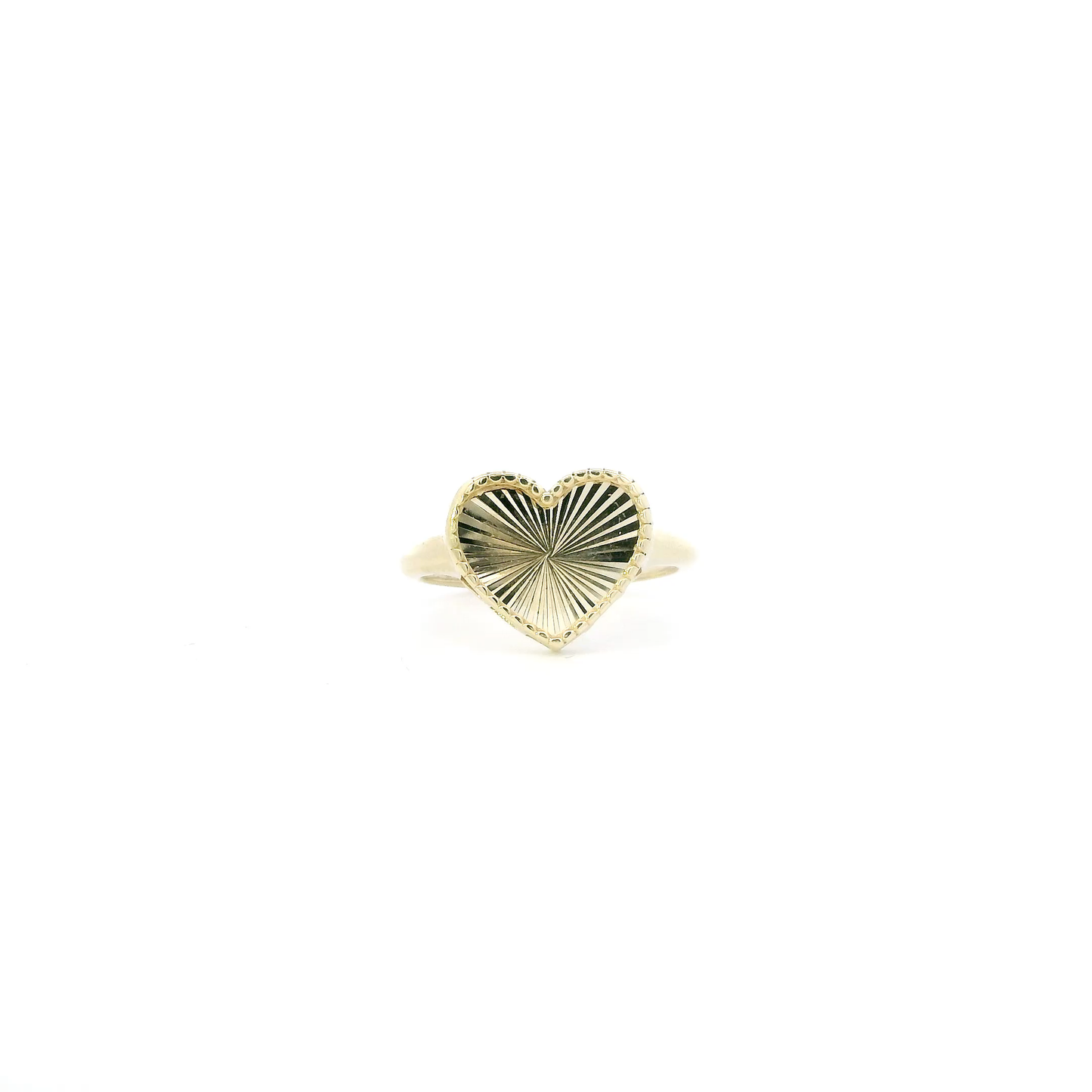 10K Yellow Gold Diamond Cut Heart Womens Ring