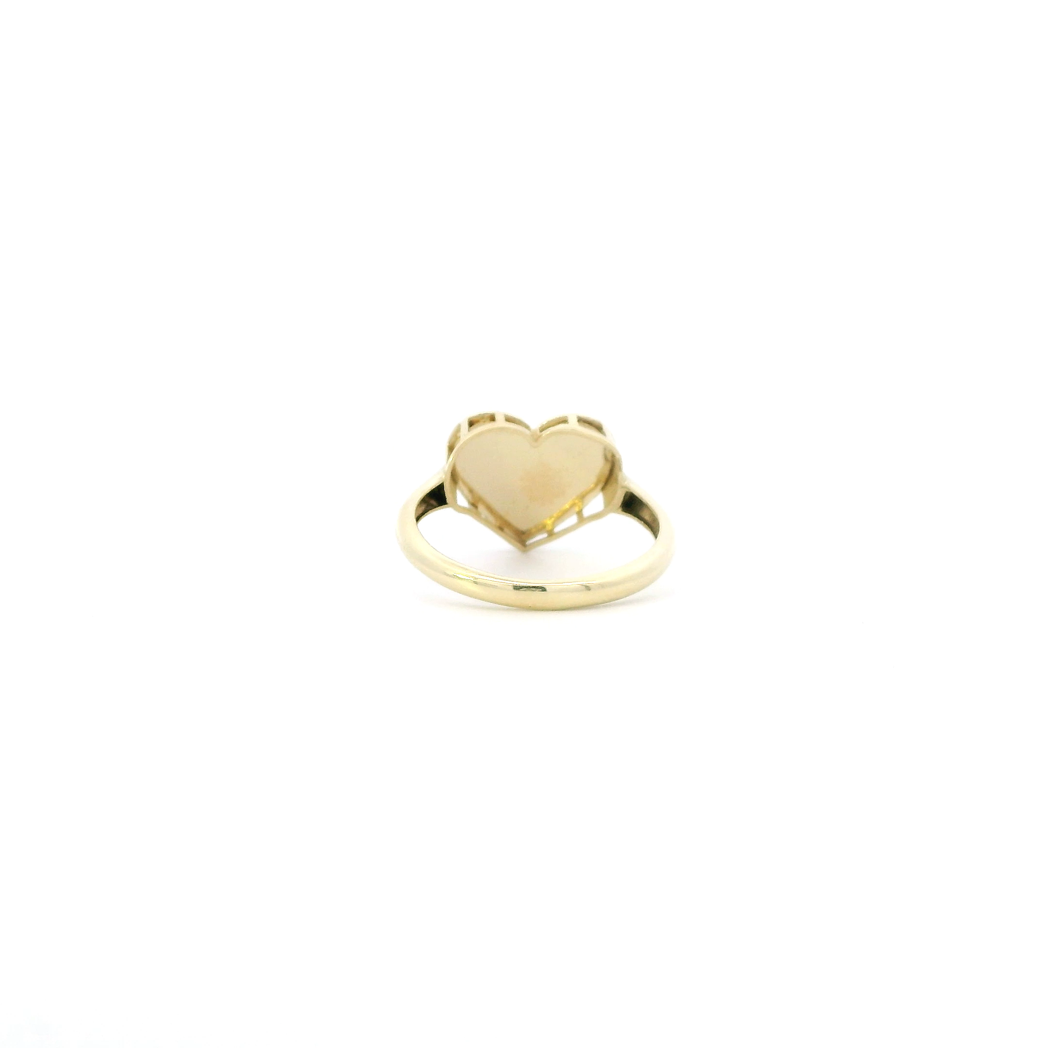 10K Yellow Gold Diamond Cut Heart Womens Ring