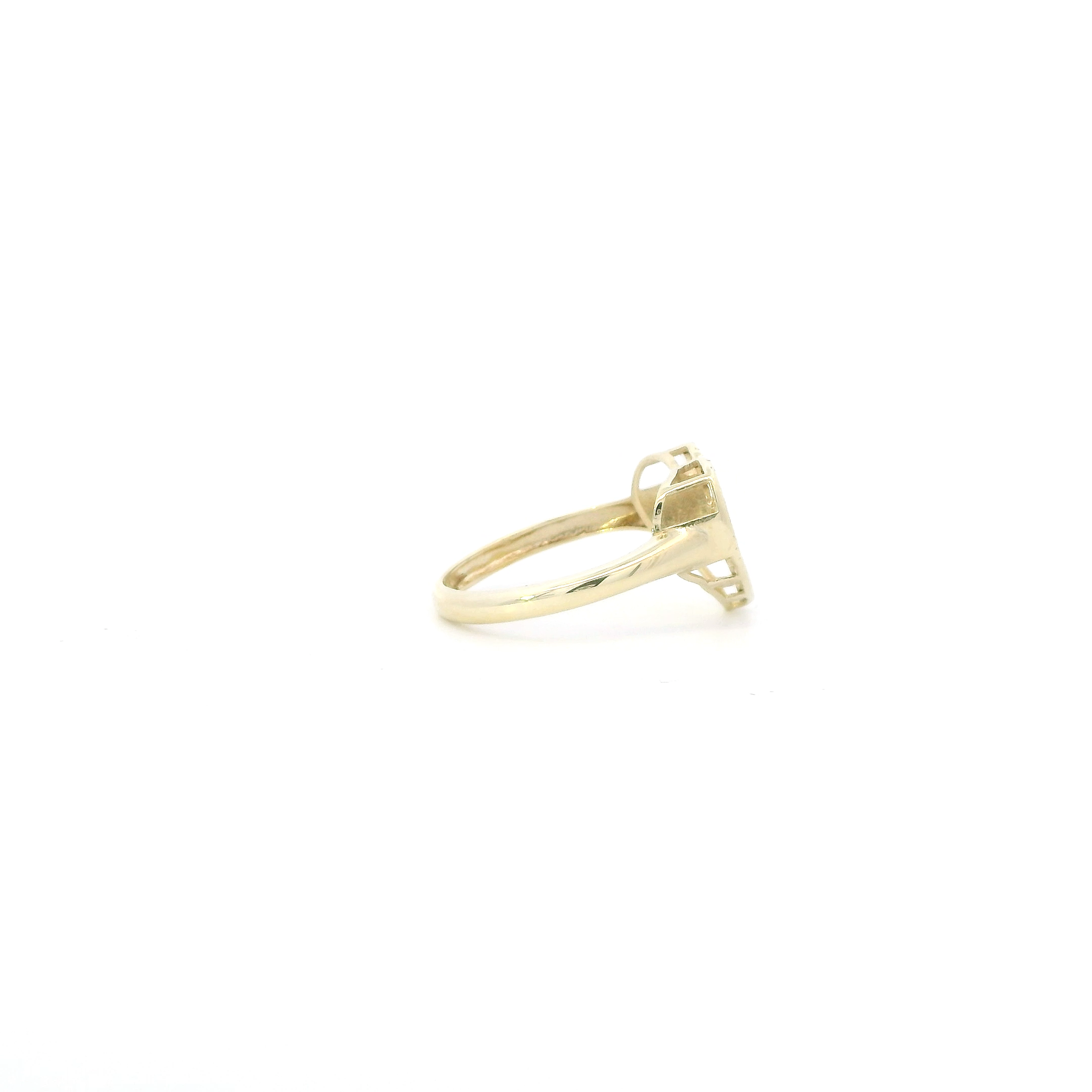 10K Yellow Gold Diamond Cut Heart Womens Ring