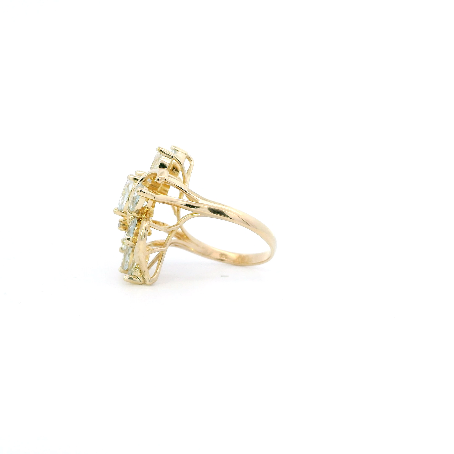 14K Yellow Gold Aquamarine & Diamond Womens Ring - 0.01ct