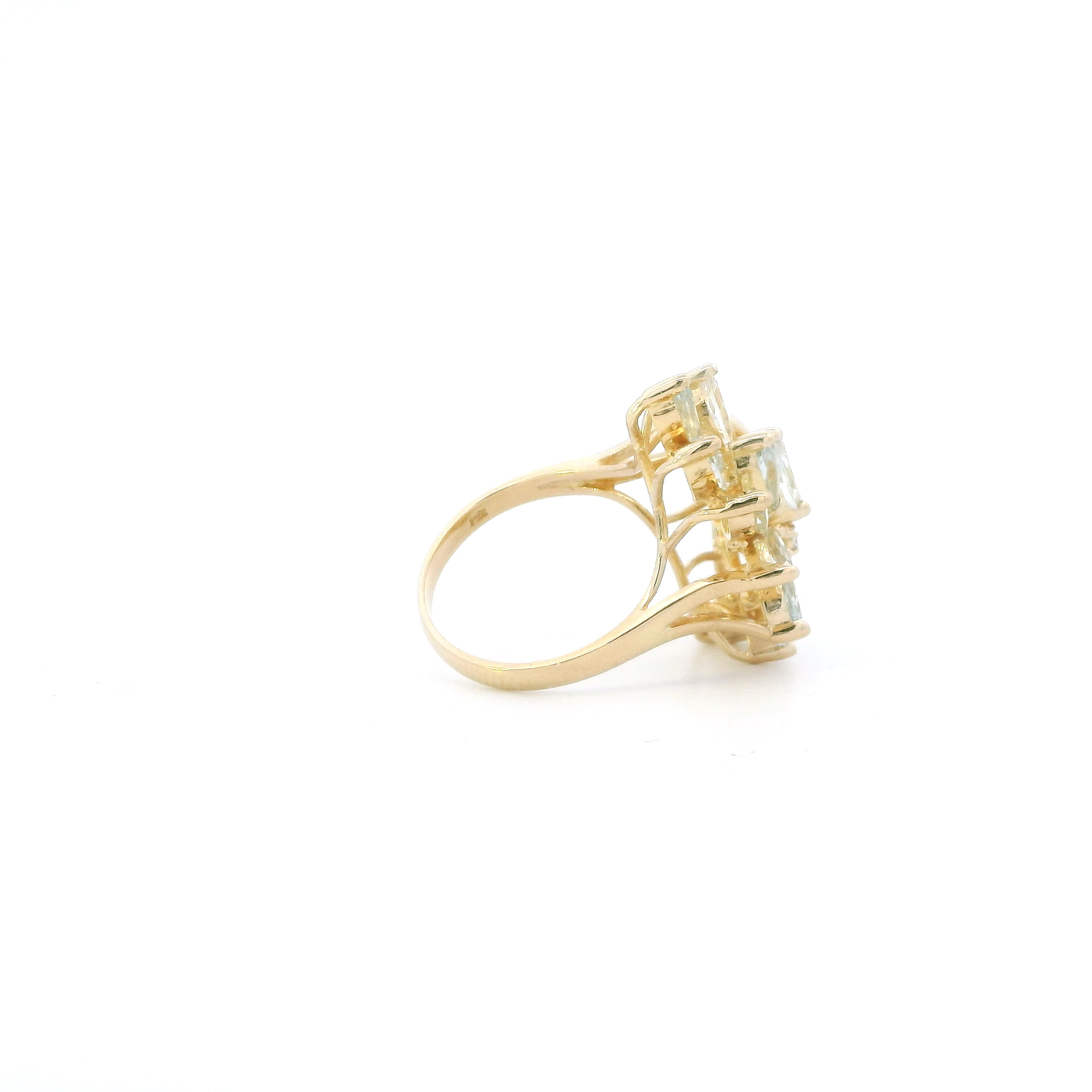 14K Yellow Gold Aquamarine & Diamond Womens Ring - 0.01ct
