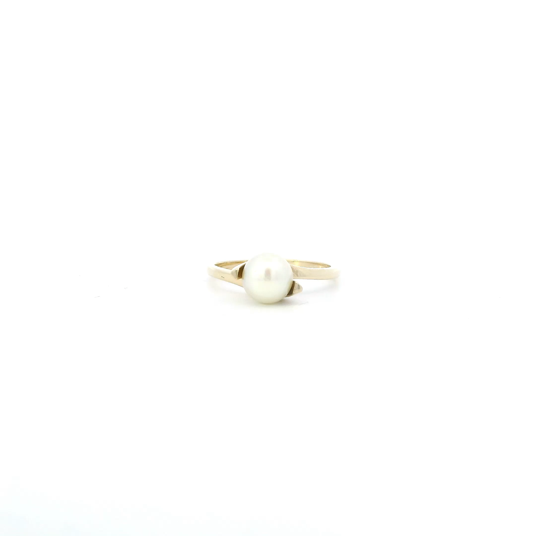 14K Yellow Gold Pearl Womens Ring