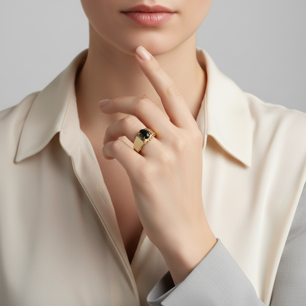 14K Yellow Gold Tiger Eye Womens Ring