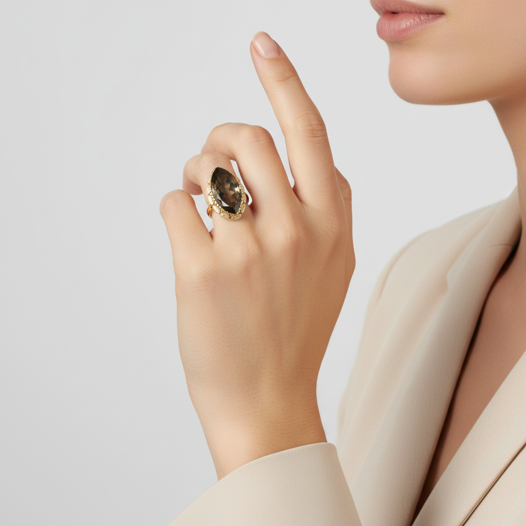 14K Yellow Gold Smokey Quartz