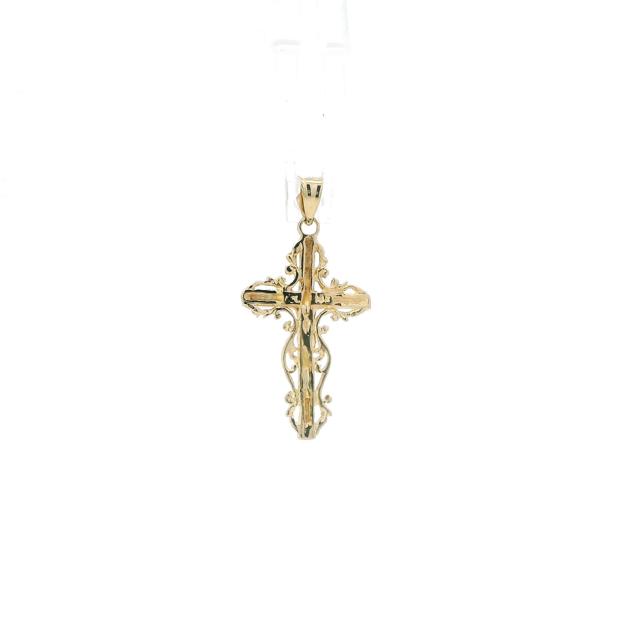 14K Yellow Gold Filigree Crucifix Pendant