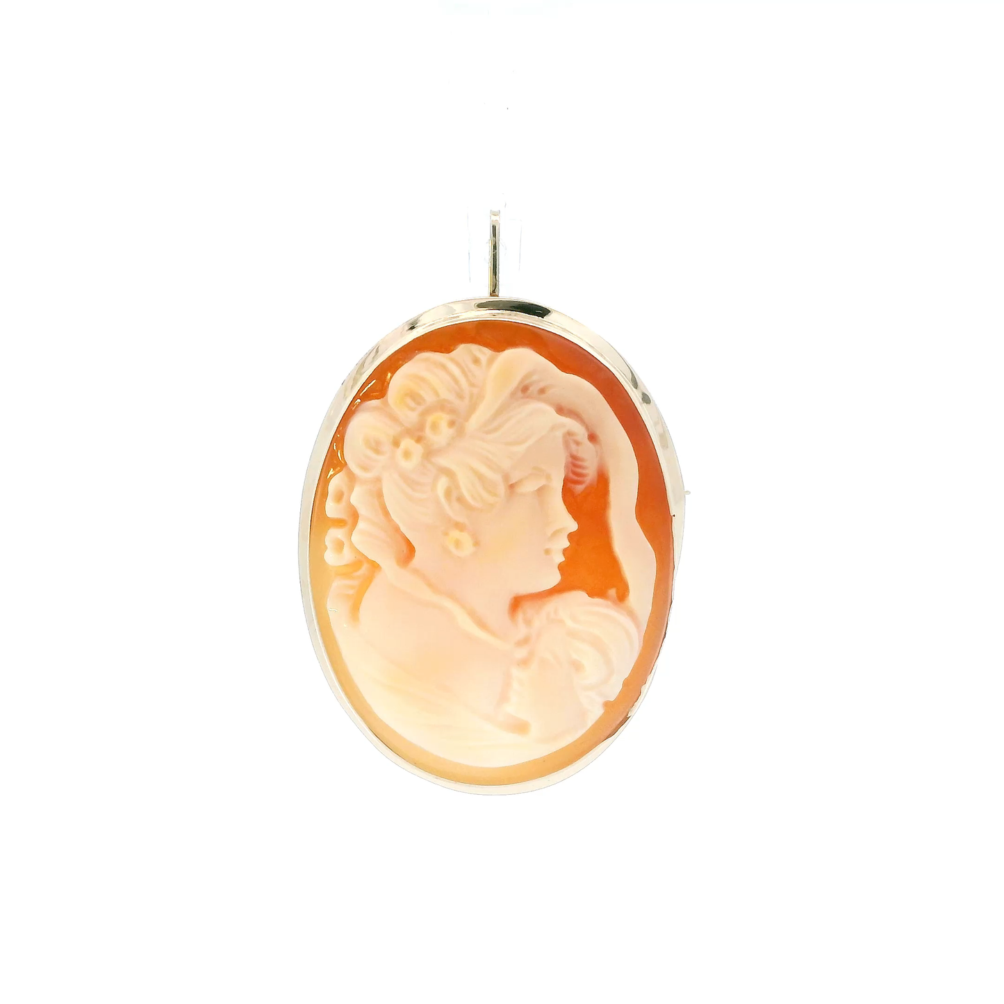 14K Yellow Gold Vintage Shell Camo Pendant