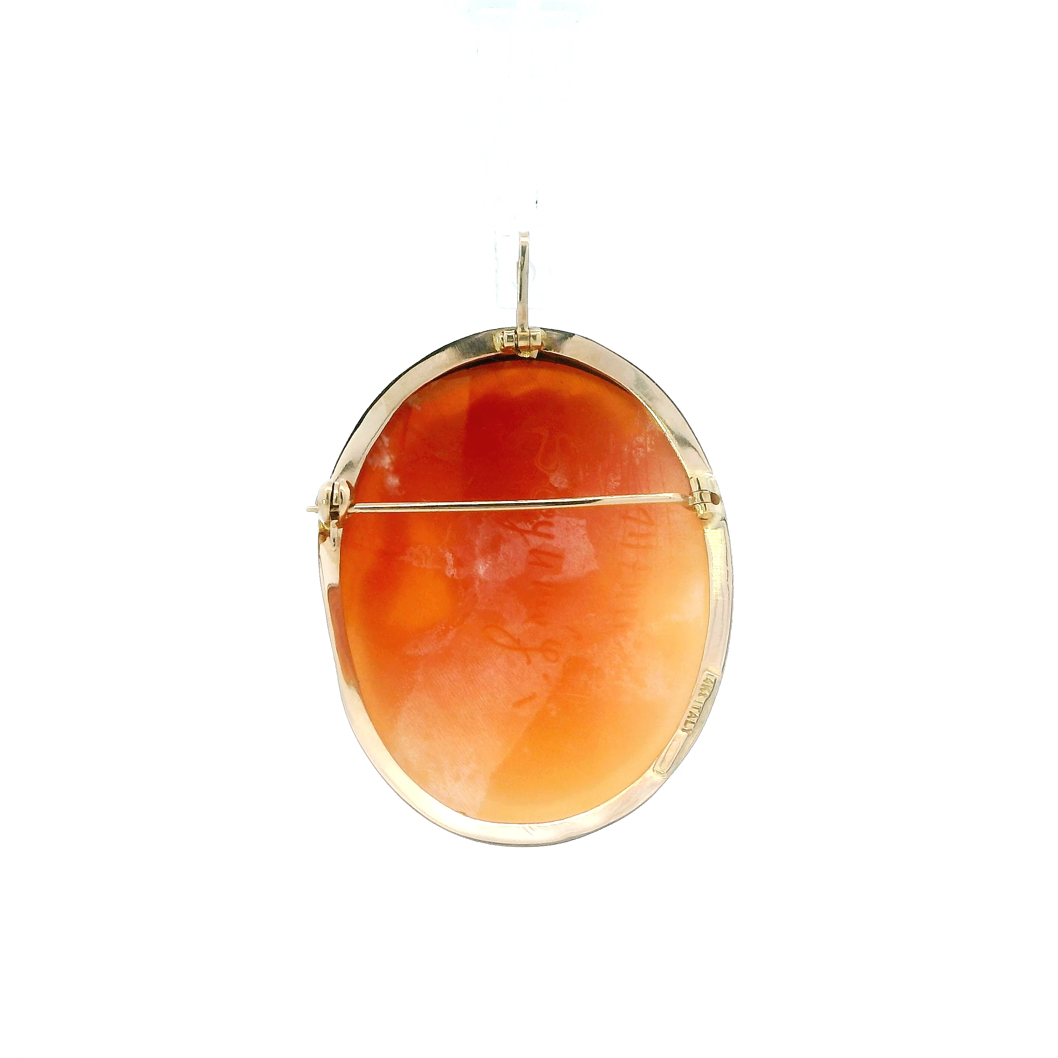 14K Yellow Gold Vintage Shell Camo Pendant