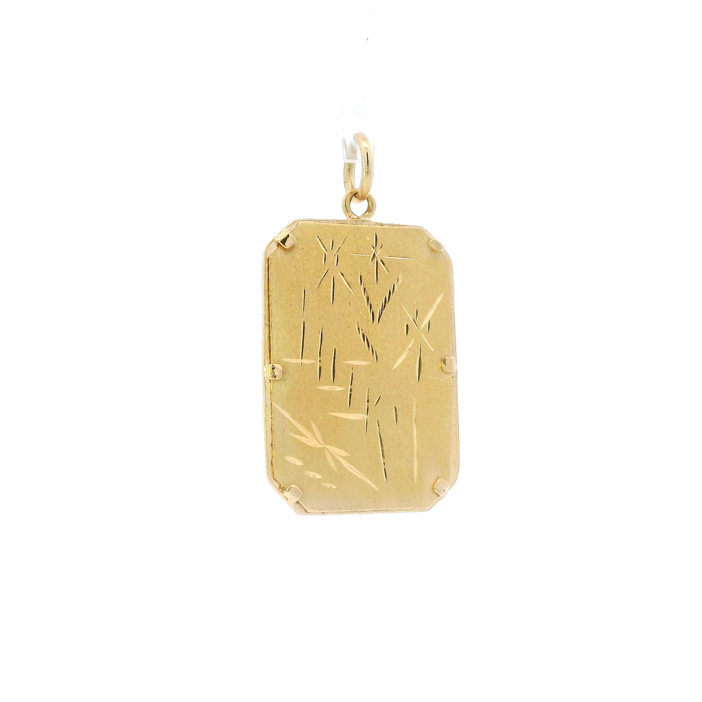 18K Yellow Gold Rectangular Dragon Pendant