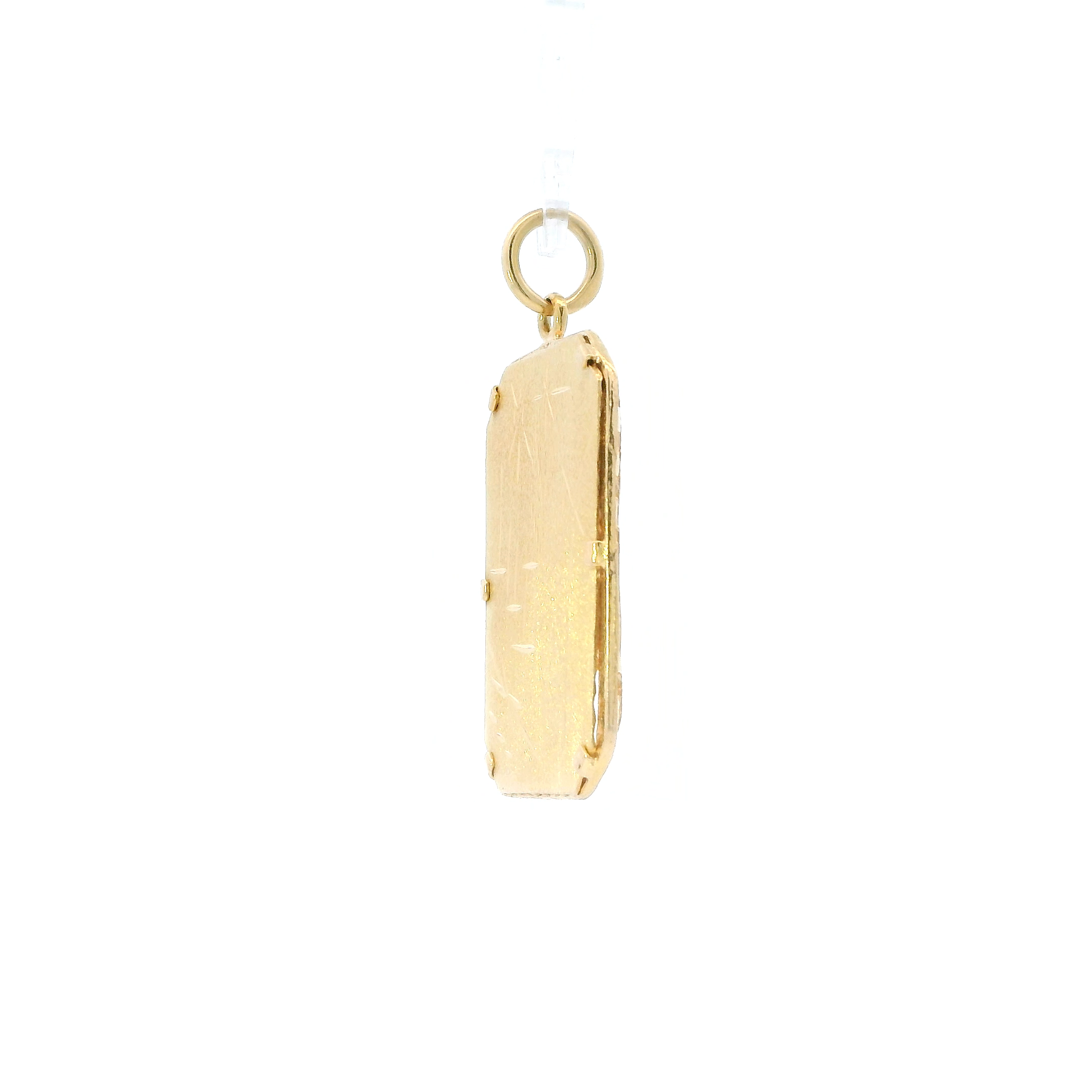 18K Yellow Gold Rectangular Dragon Pendant