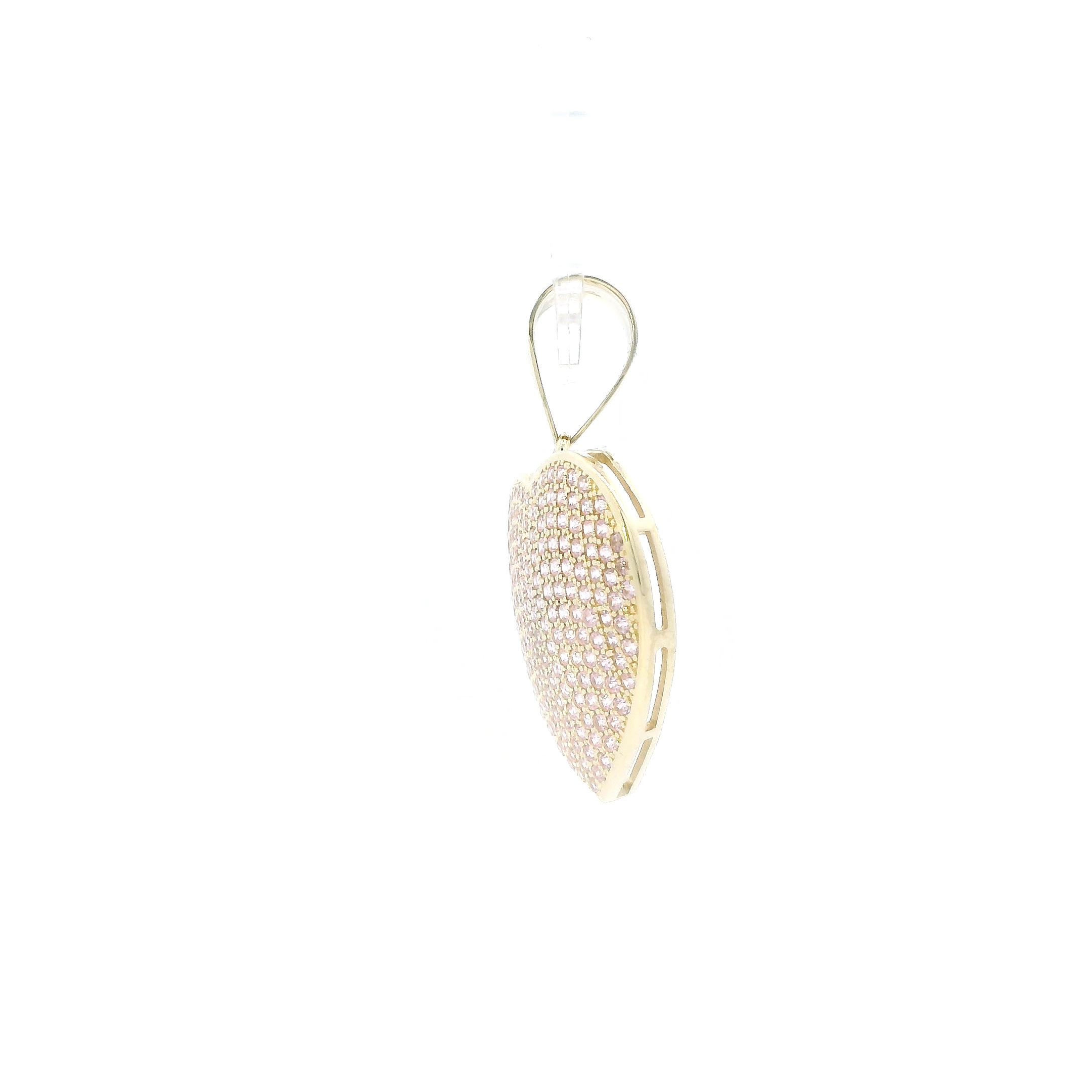 10K Yellow Gold Pink CZ Pave Heart Pendant