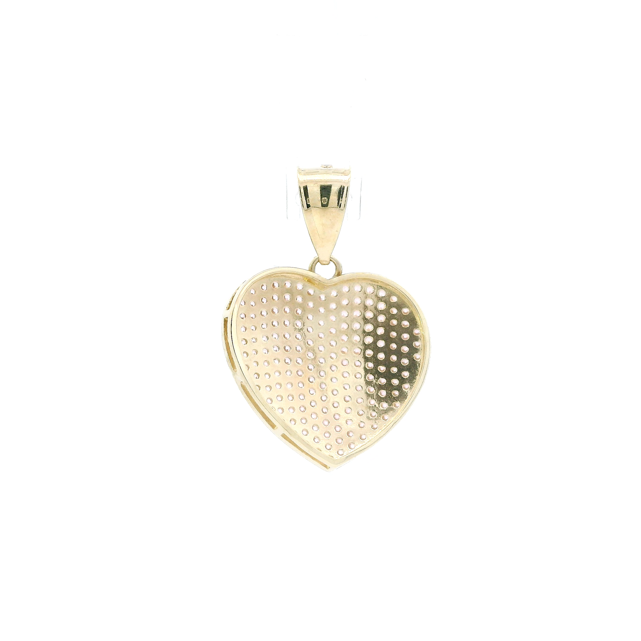 10K Yellow Gold Pink CZ Pave Heart Pendant