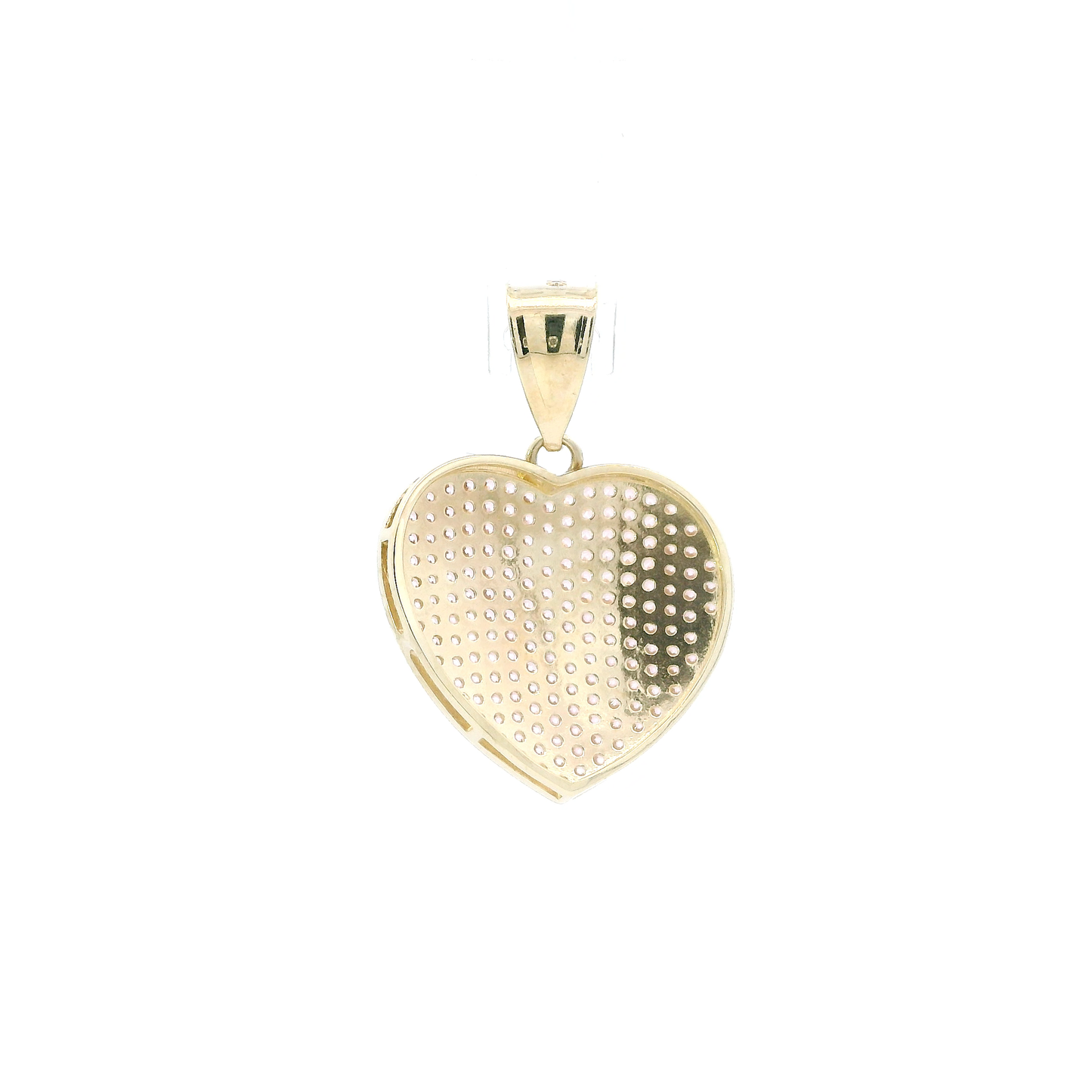 10K Yellow Gold Pink CZ Pave Heart Pendant
