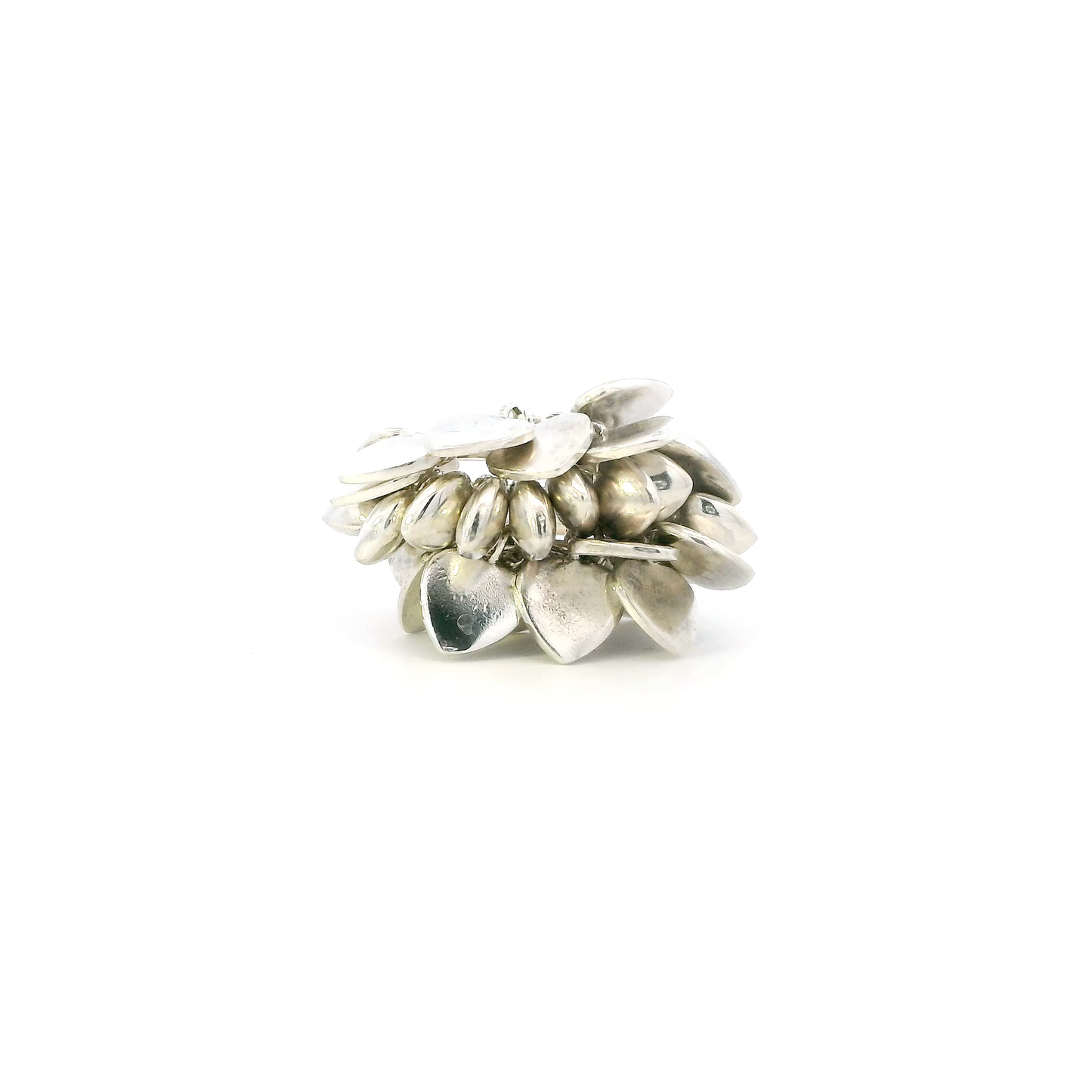 Silver Cluster Dangle Heart Womens Ring
