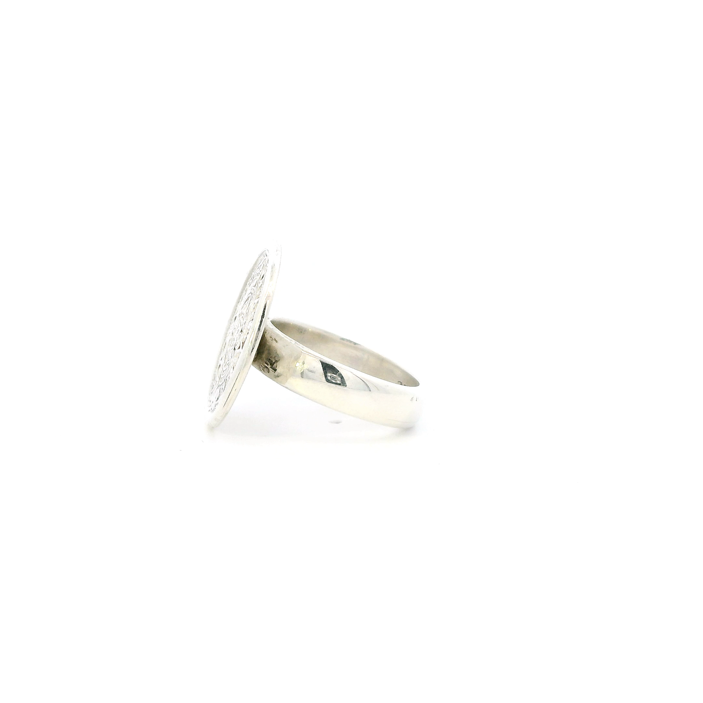 Silver Aztec Calendar Womens Ring