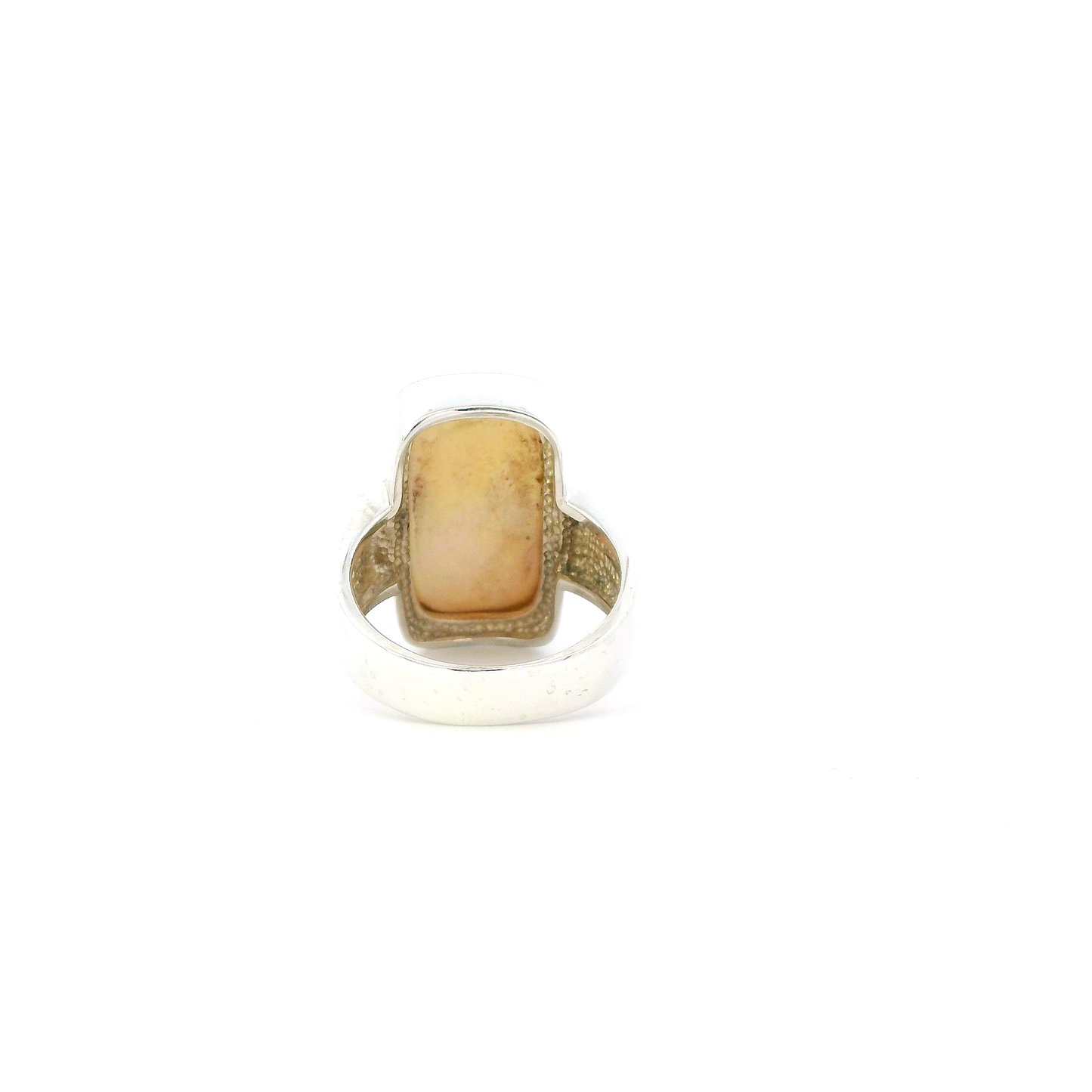 Silver Doublet Yellow Mop Rectangular Womens Ring