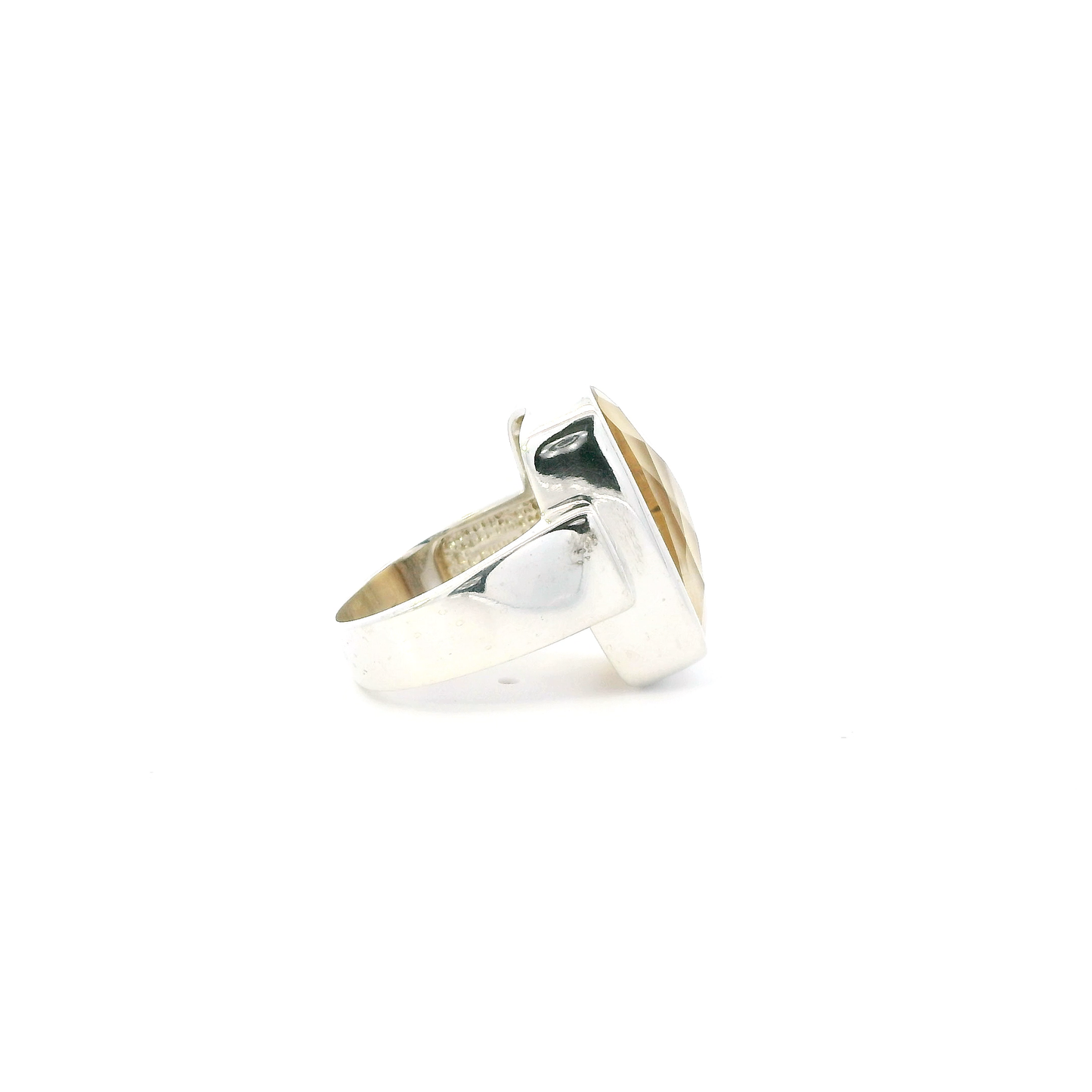 Silver Doublet Yellow Mop Rectangular Womens Ring