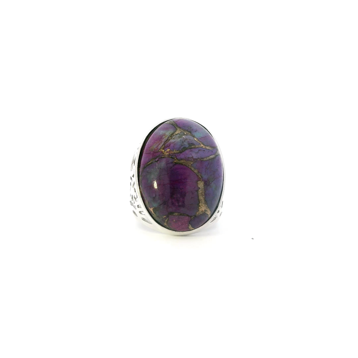 Silver Filigree Setting Purple Turquoise Womens Ring