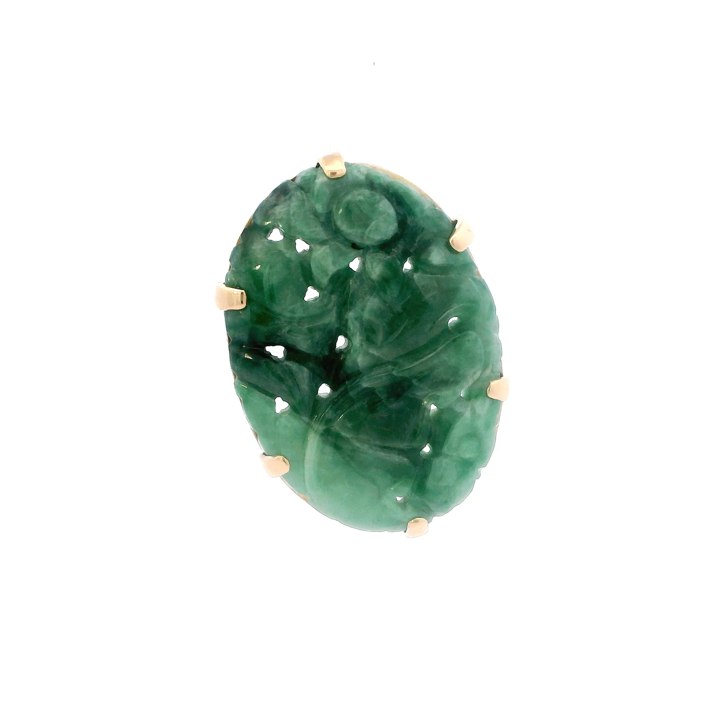 14K Yellow Gold Jade Pin/Pendant